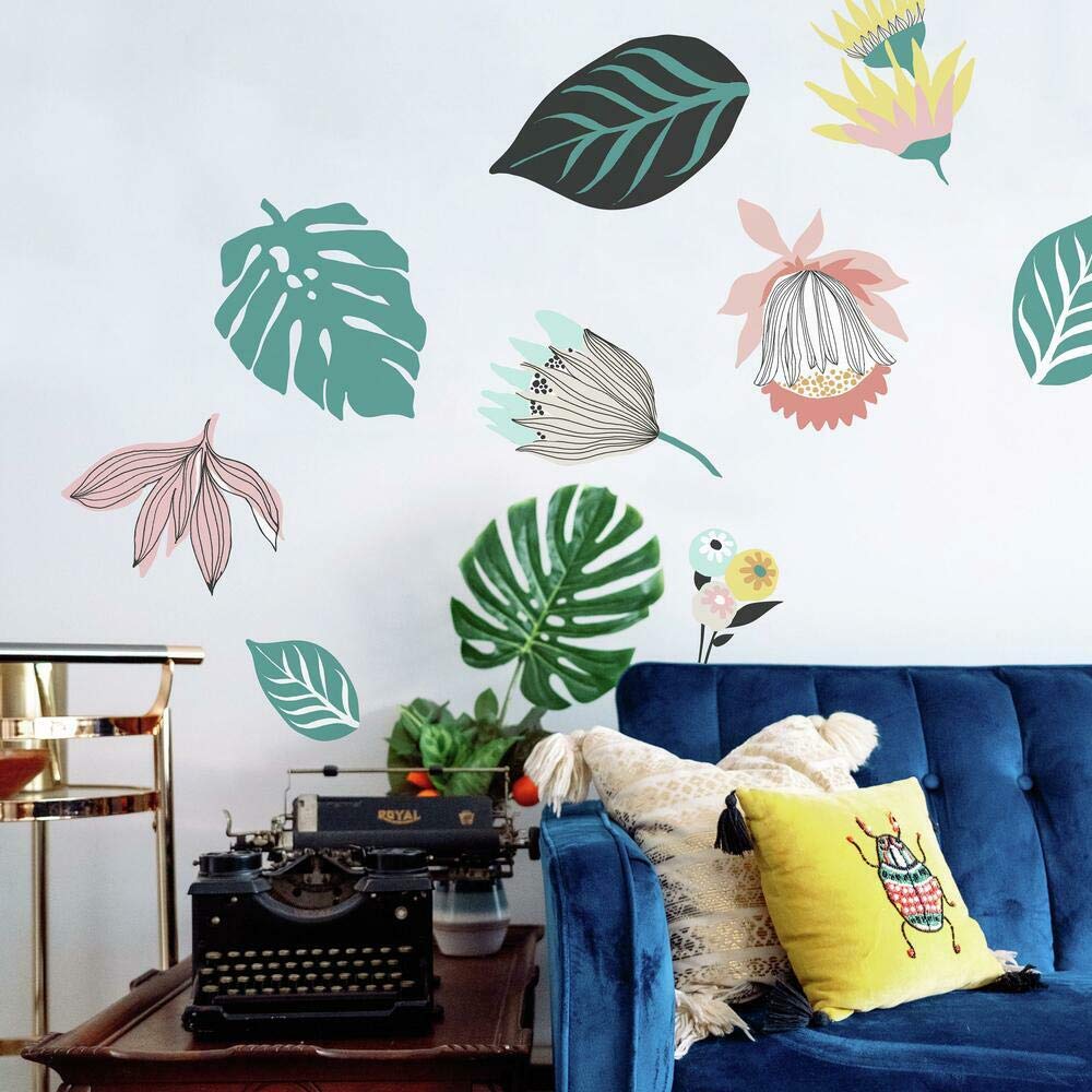 RoomMates RMK4663GM Tropical Leaves Peel and Stick Giant Wall Decals - Self-Adhesive Removable Wall Stickers for Home, Nursery, Office Decor - Perfect for Bedroom, Living Room & Dorm Room Wall Art