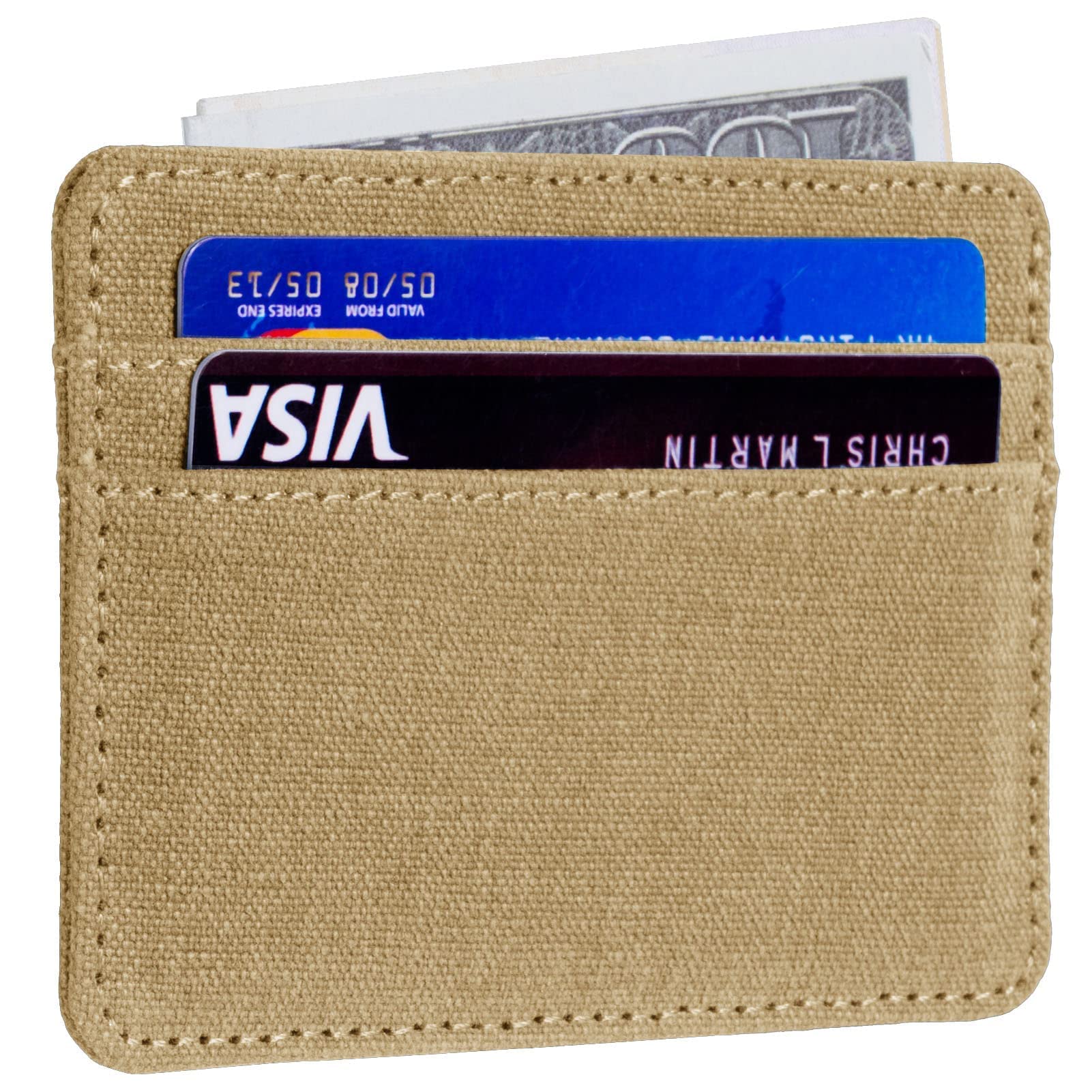 Qbool Slim RFID Blocking Front Pocket Wallet for Men - Minimalist Leather Credit Card Holder with Cash Slot (Z-Khaki) | Perfect for Travel, Business & Everyday Use