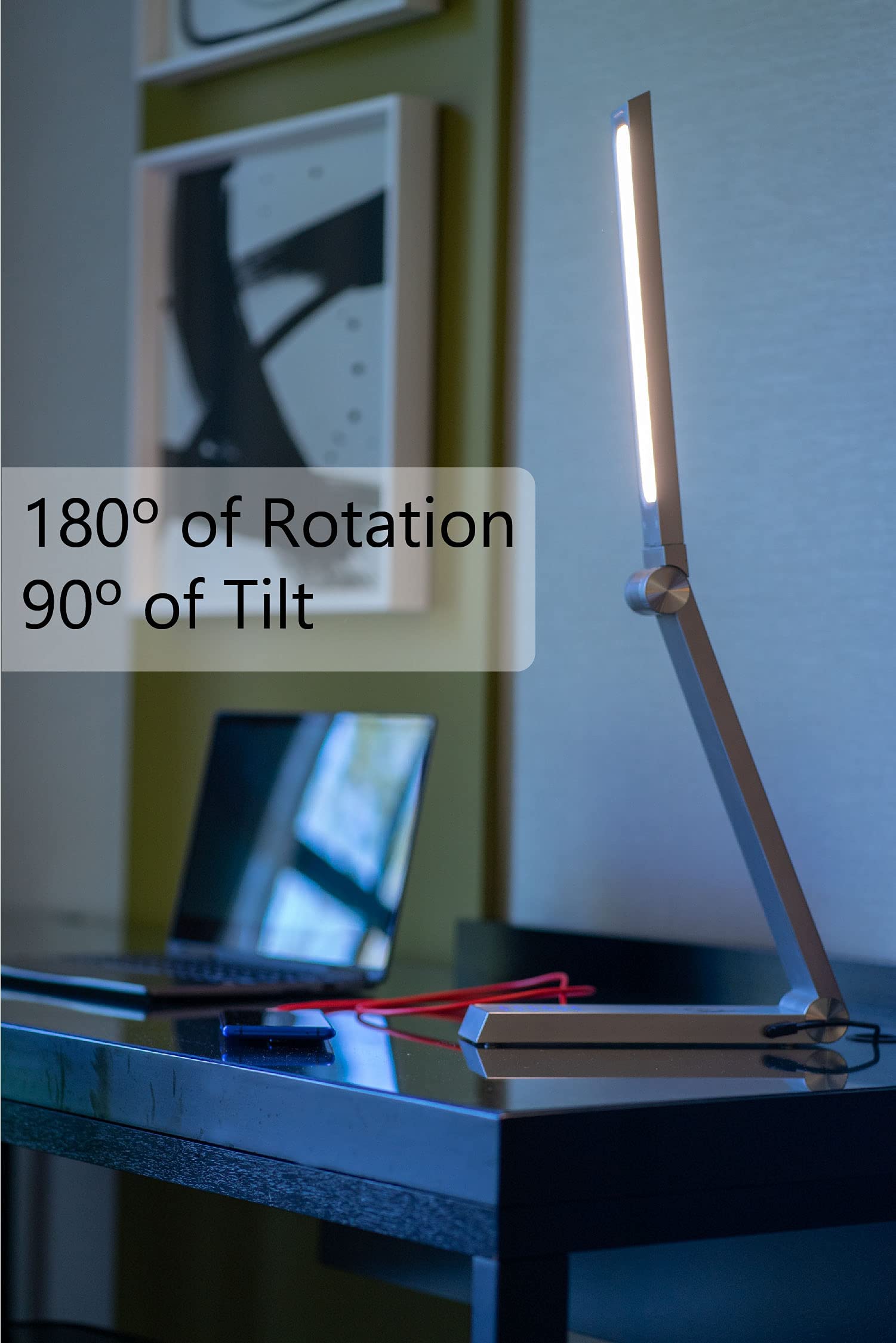 Modern LED Desk Lamp with Dimmable Light Control, Wireless Charging & 2 USB Ports - Adjustable Brightness for Home Office, Dorm, Bedroom, Study Room - Perfect for Reading, Working & Nightstand Lighting (White)