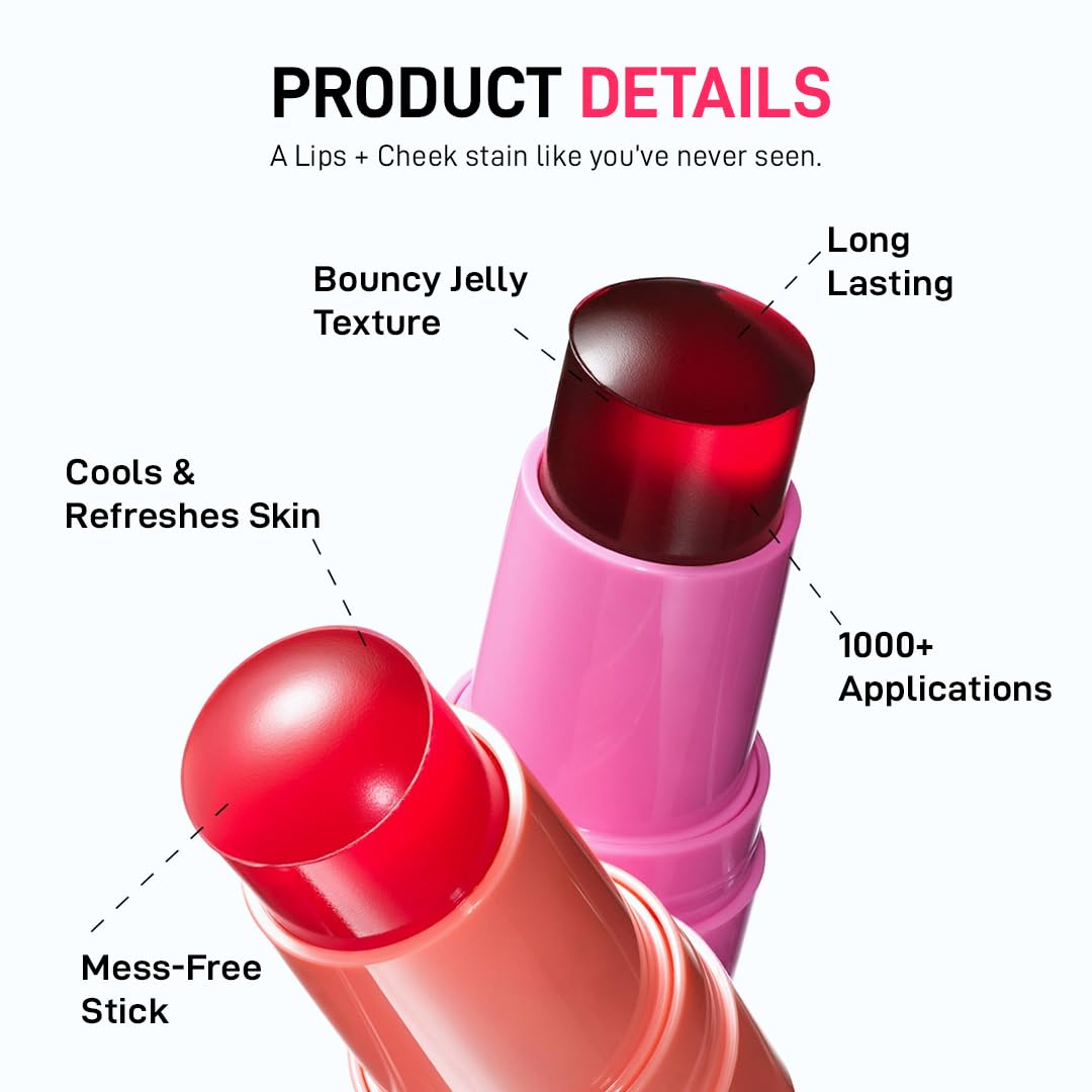 Multibrite Stain Lip Burst Poppy Pink Lip Gloss - Long Lasting Hydrating Lipstick with High Shine Finish - Perfect for Everyday Wear, Date Night & Special Occasions