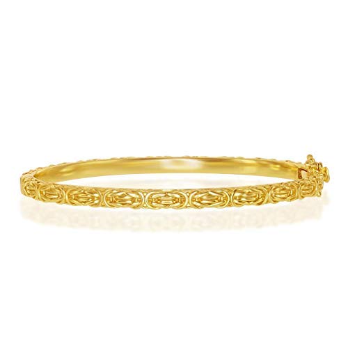 925 Sterling Silver Italian Rhodium/Gold Plated Byzantine Hinge Statement Bangle Bracelet for Women - Elegant Jewelry Gift for Birthday, Anniversary & Special Occasions