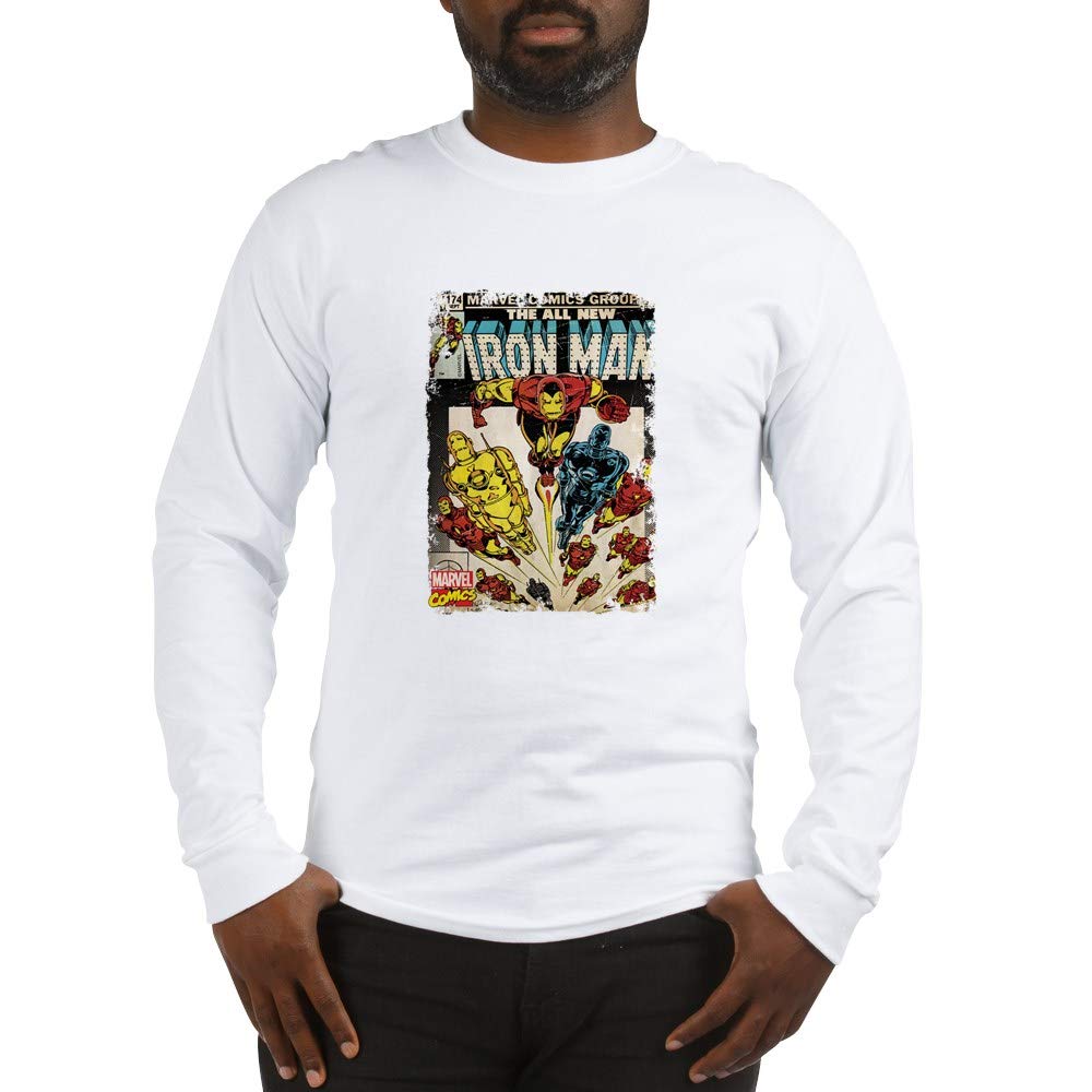 Iron Man Long Sleeve T-Shirt for Men - Marvel Superhero Graphic Tee - Comfortable Cotton Shirt for Casual Wear, Cosplay & Comic Con Events