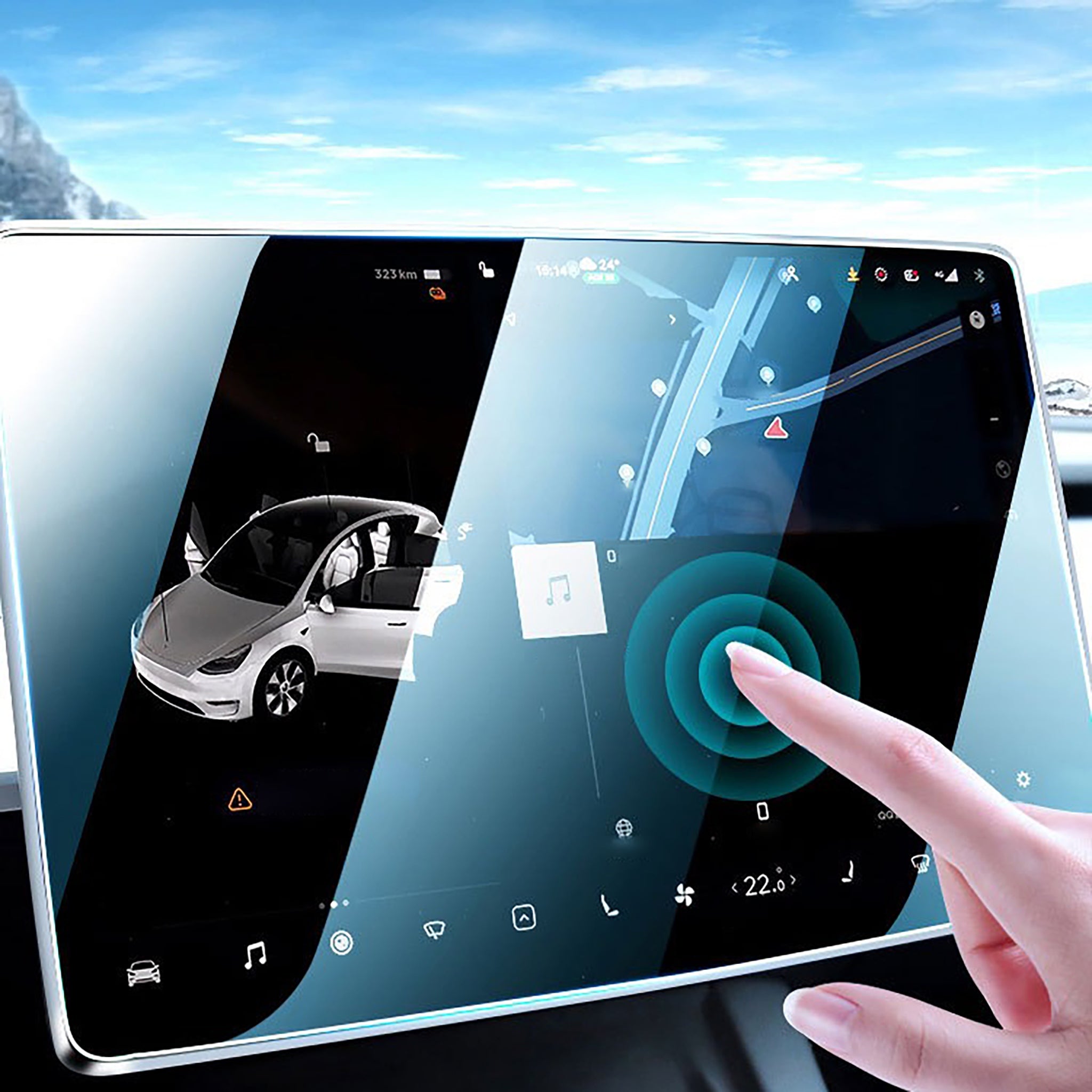 Premium Tempered Glass Screen Protector for Tesla Model 3 (2024+) & Model Y (2025+) - HD Clear, Anti-Scratch, Bubble-Free Installation - Perfect for Touchscreen Protection While Driving & Daily Use