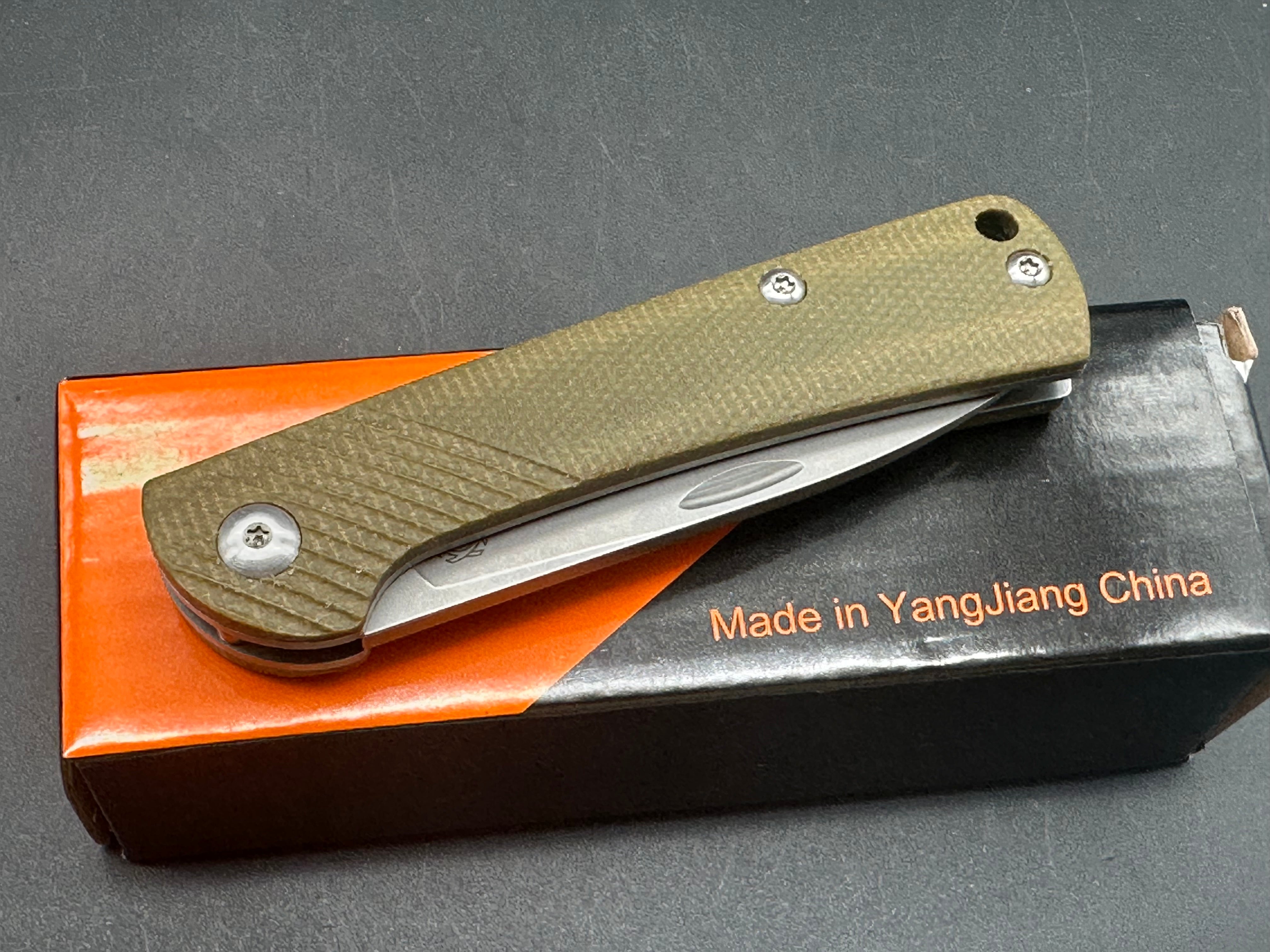 Sixleaf SL07 Slip Joint Pocket Knife with Green Micarta Scales & D2 Steel Blade - Perfect for EDC, Camping, and Outdoor Adventures