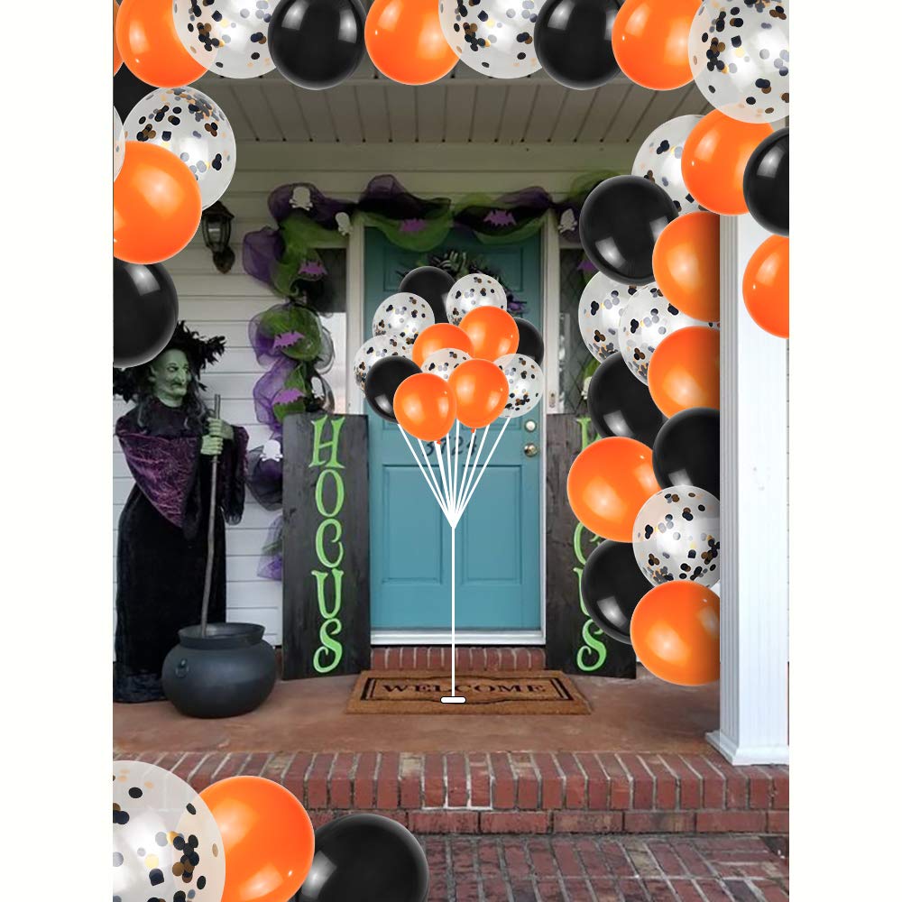 50 Pack Halloween Balloons - 12 Inch Black and Orange Confetti Balloons for Halloween Party Decorations, Birthday, Baby Shower & Fall Festival Decor
