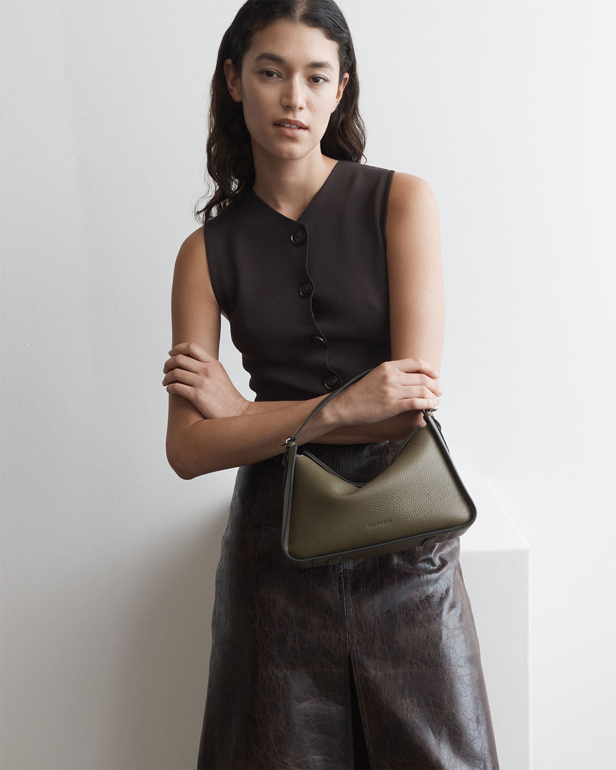 Premium Olive Pebbled Leather Clementine Bag - Stylish & Durable Crossbody Purse for Women | Perfect for Work, Travel & Everyday Use