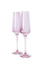 Elegant Estelle Colored Glass Champagne Flute Set of 2 - Perfect for Weddings, Anniversaries & Romantic Celebrations