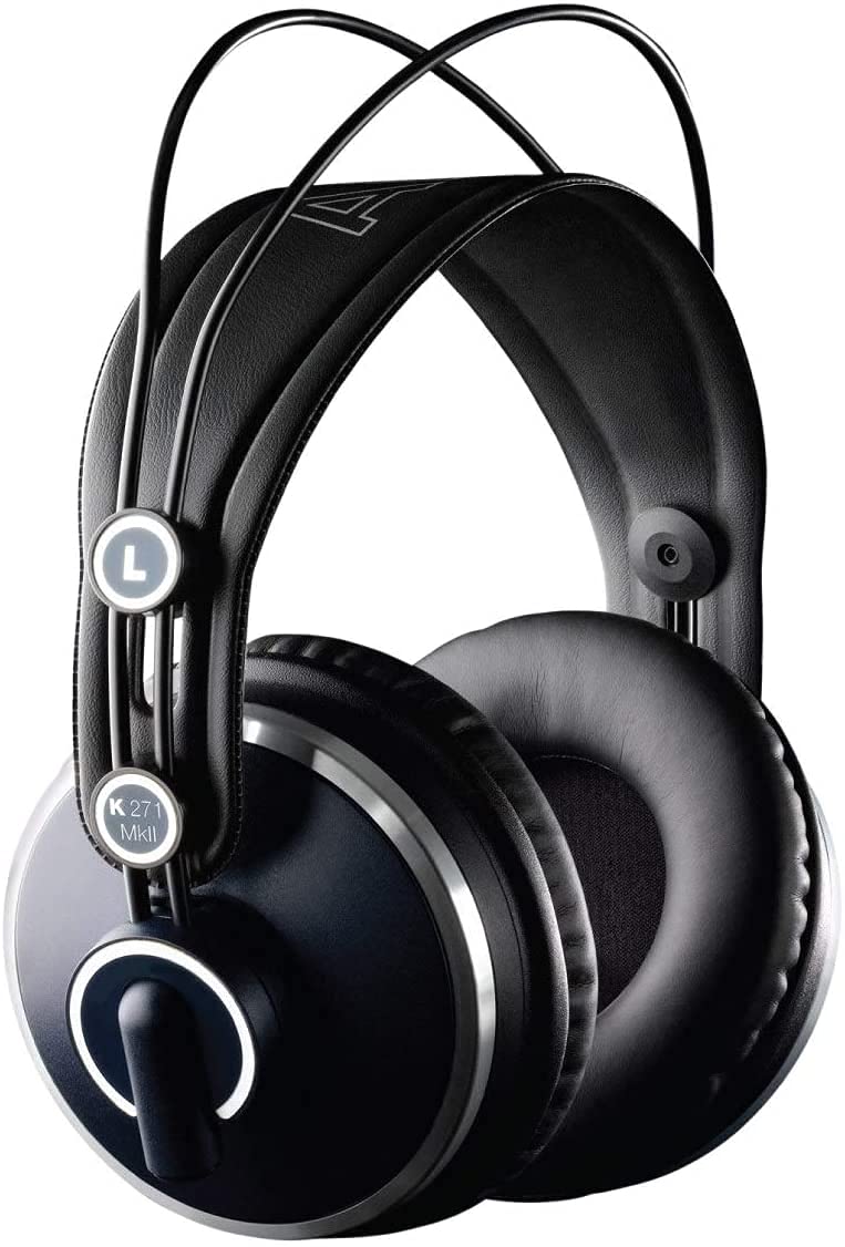 AKG K271 MKII Professional Studio Headphones - Over-Ear Closed-Back Design, 55mm Drivers, Detachable Cable (New Black) - Perfect for Recording, Mixing & Home Studio Use