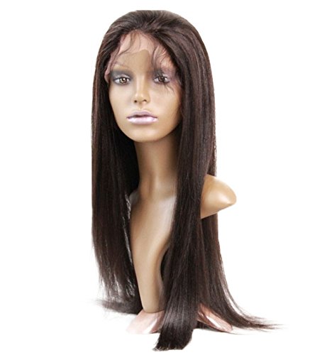 100% Virgin Remy Human Hair Front Lace Wig - Yaki Texture #1B Off Black - Natural Look for Daily Wear & Special Occasions