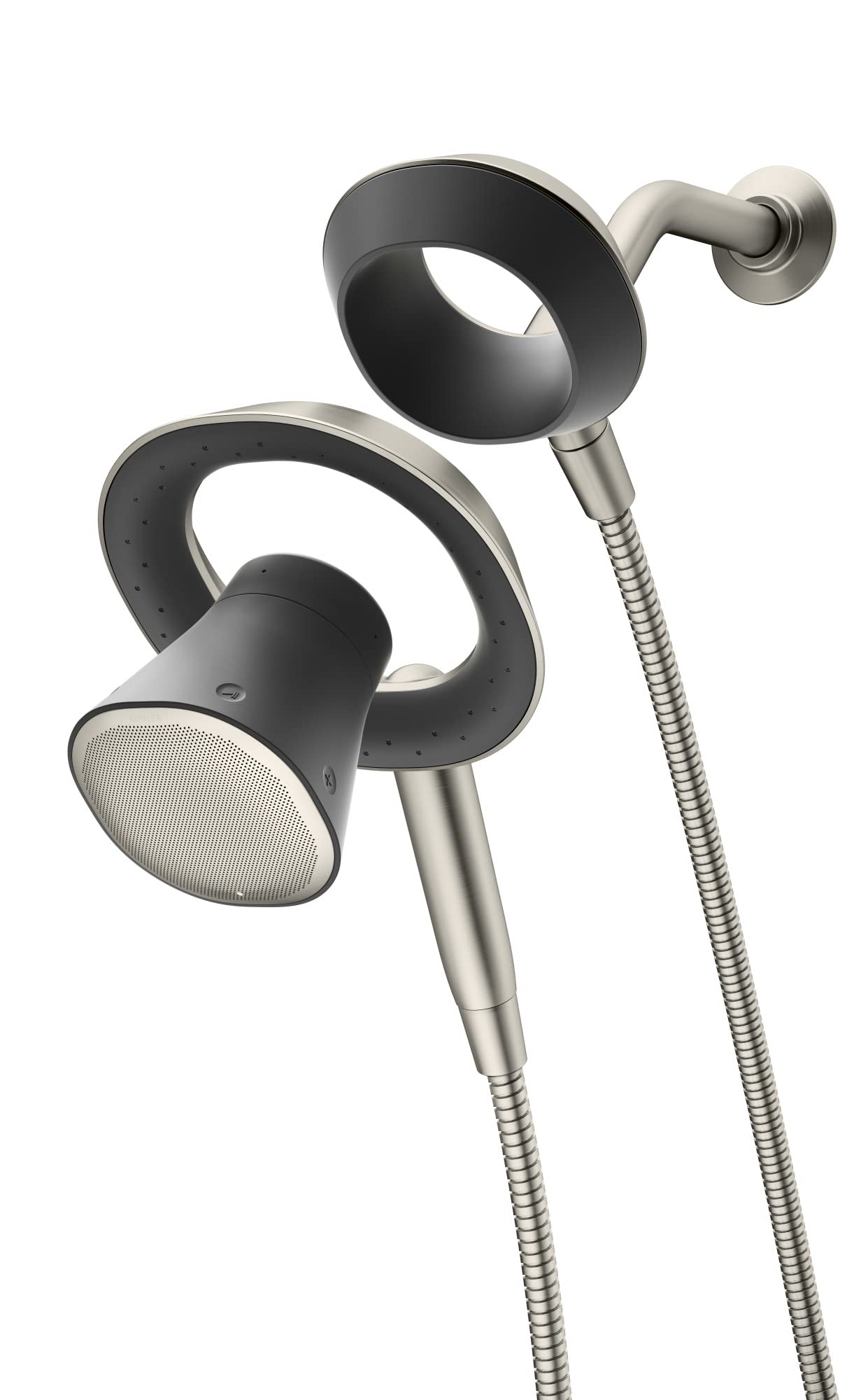 Kohler 28241-NKA-BN Moxie 2.5 GPM Handheld Shower Head with Wireless Bluetooth Speaker & Alexa Compatibility, Vibrant Brushed Nickel - Perfect for Bathroom Relaxation, Music Streaming & Hands-Free Voice Control