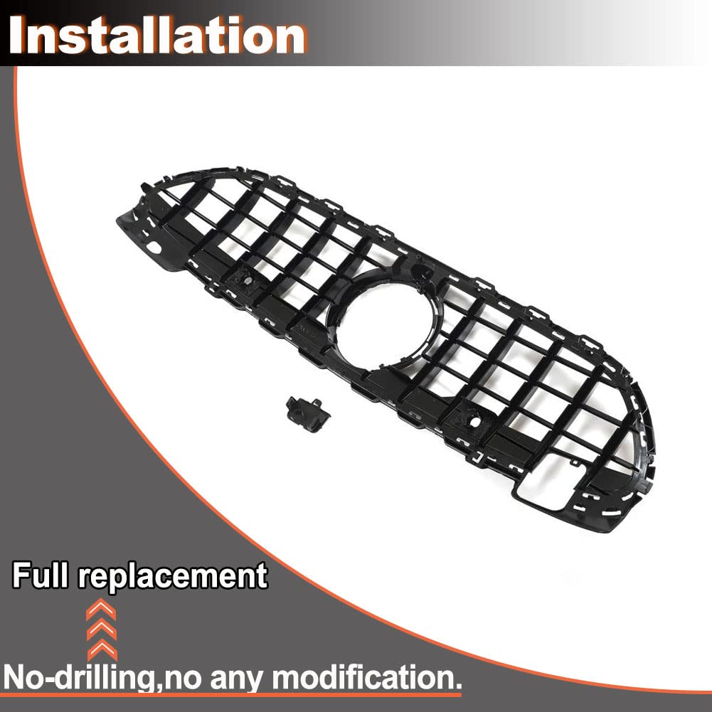 Mercedes-Benz C-Class W206 C200 C300 Front Hood Grill Grille (2022-2023) - Silver Upper Bumper Mesh Replacement for Enhanced Style & Aerodynamics | Perfect for Car Upgrades & Customization