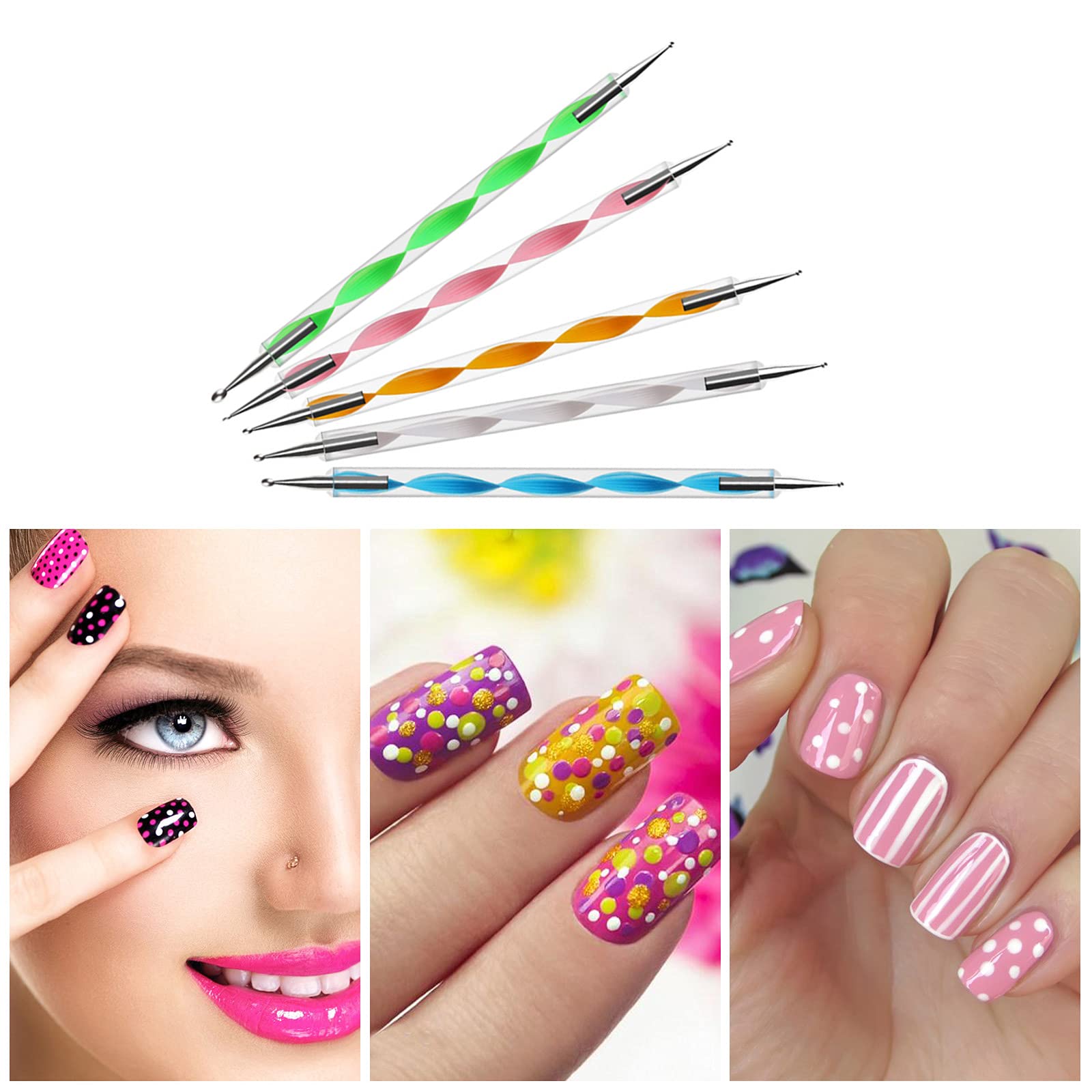 EXCLUZO Professional Nail Art Kit - 12-Piece Nail Brushes Set with Nail Stickers, Dotting Pens, Pick Up Tweezers & Essential DIY Tools for Beginners | Perfect for Home Manicures, Salon Nail Designs & Gift Giving
