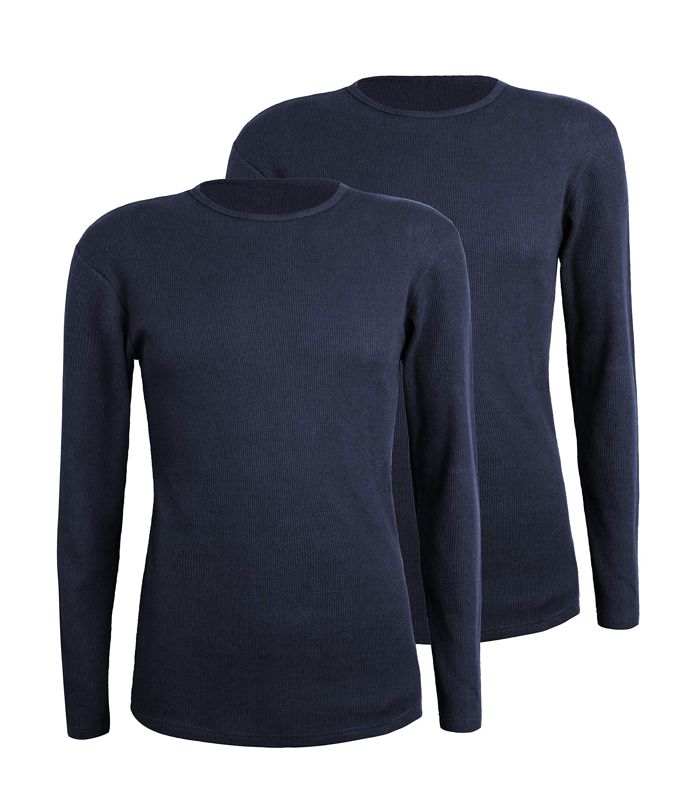 Comfneat Men's 2-Pack Thermal Long Sleeve Undershirt - Waffle Knit Soft Crew Neck Base Layer for Winter, Cold Weather & Layering | Warm Comfortable Underwear for Work, Outdoor & Daily Wear