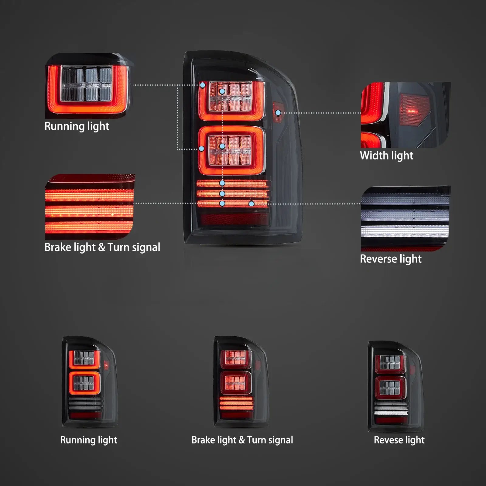 LED Tail Lights Assembly with Red Turn Signal - Compatible with 2007-2013 Chevrolet Silverado 1500/2500HD/3500HD & 2007-2010 GMC Sierra 1500/2500HD/3500HD - Clear Lens Design for Enhanced Visibility & Style - Perfect for Off-Roading, Night Driving & Custom Truck Upgrades