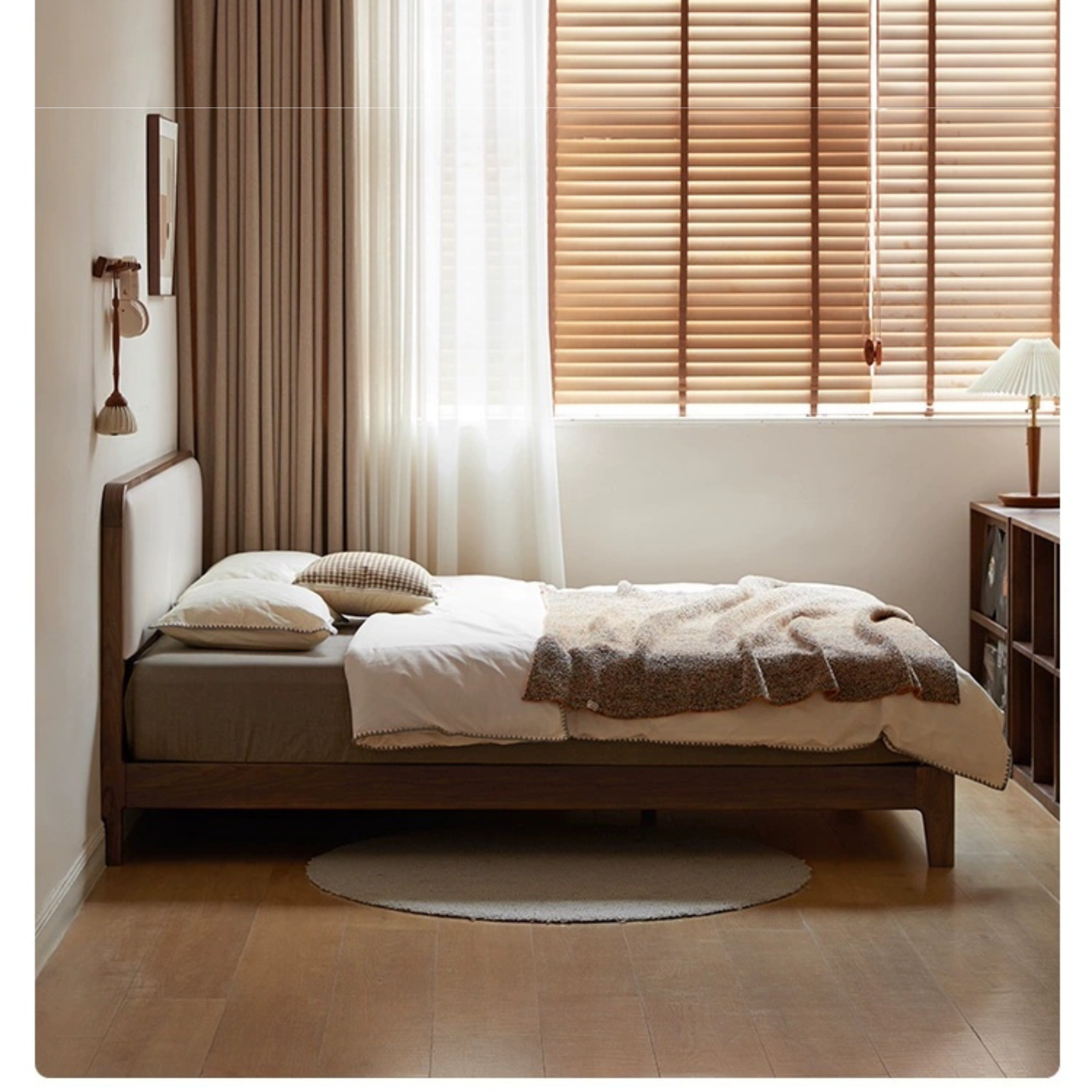Premium Black Walnut Solid Wood Platform Bed Frame - Minimalist Modern Bedroom Furniture for Master Bedroom, Guest Room & Dorm Use
