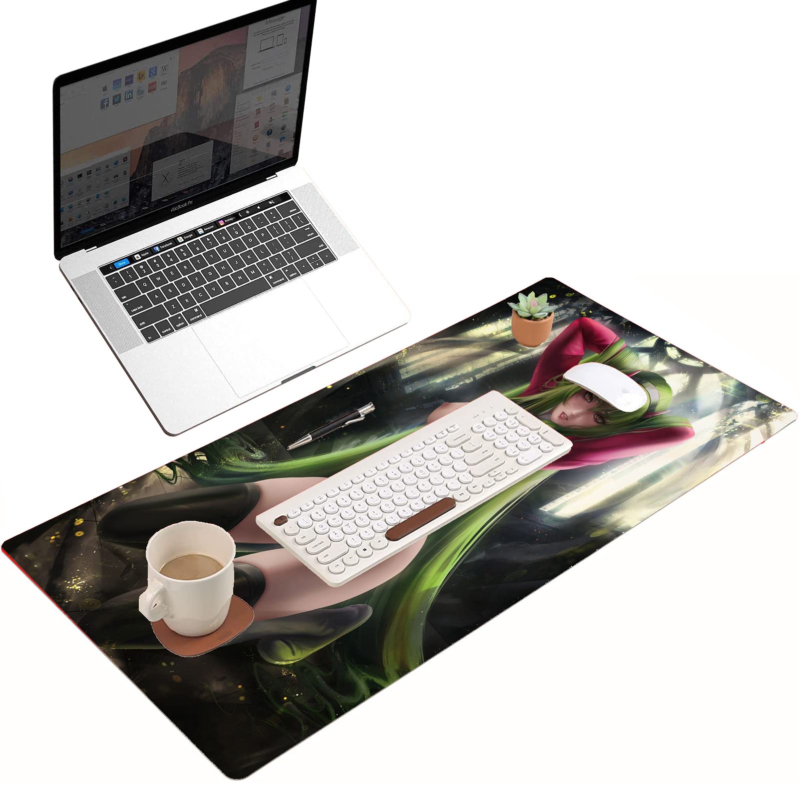 Anime Mouse Pad - Zero Two Gaming Mouse Pad Large XXL (24x12 Inch) Non-Slip Desk Mat for PC, Laptop & Keyboard - Perfect for Gamers, Office & Anime Fans