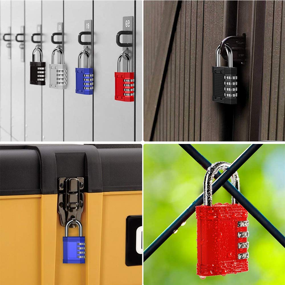 4-Digit Combination Locker Lock - Heavy Duty Outdoor Padlock for Gym, School, Gates & Doors - Secure Key Lock Box for Outside Use - Wall Mount or Door Knob Hanging - Perfect for Home Security, Storage Units & Pool Lockers