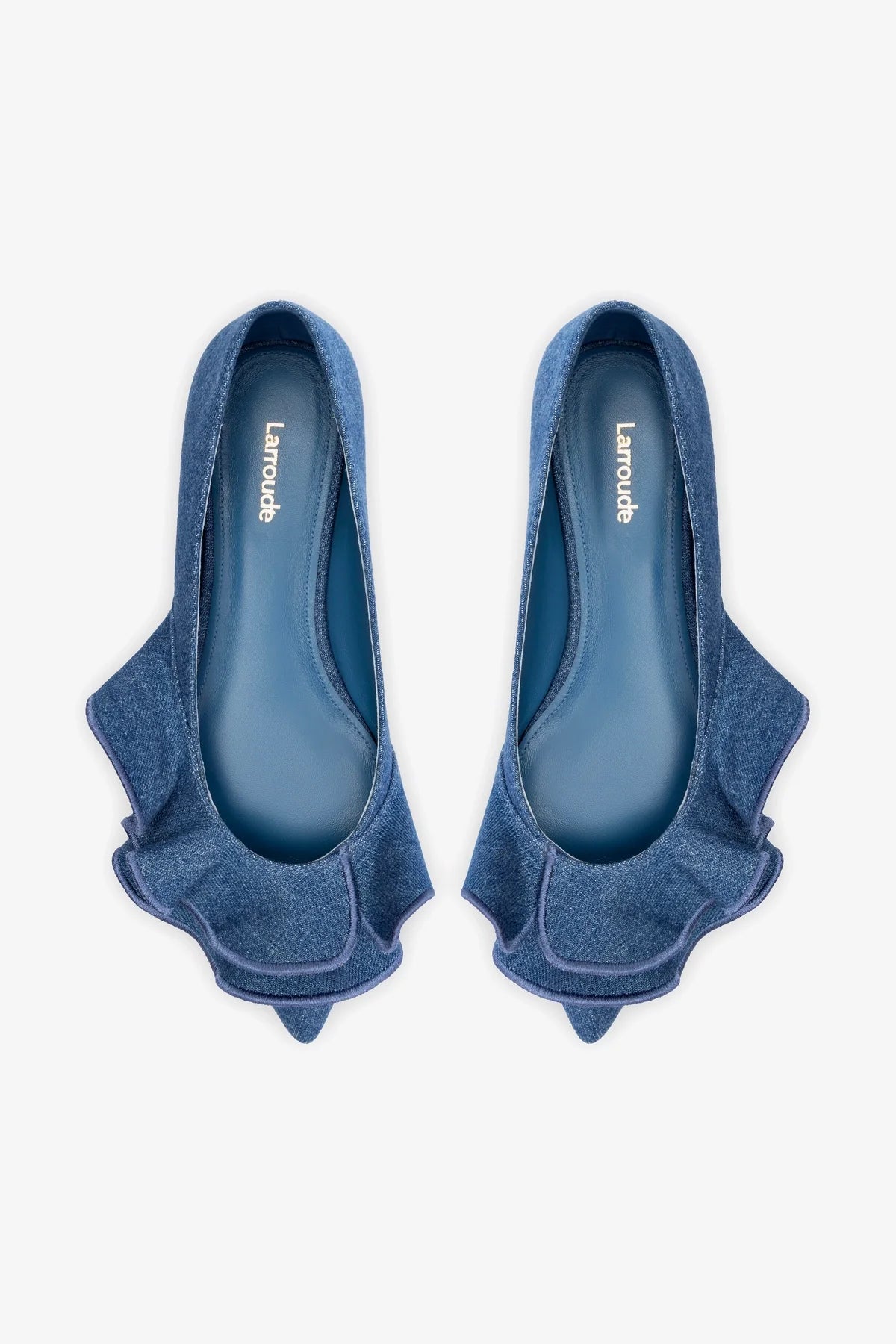 Lee Women's Ruffle Flat Shoes in Blue Denim - Comfortable Casual Slip-Ons for Everyday Wear, Work & Outings