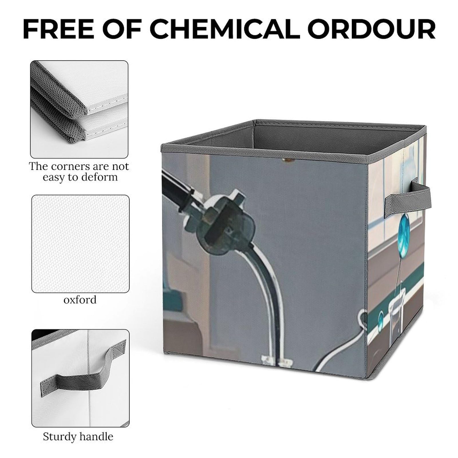Large Collapsible Storage Bins with Handles - 10.6x10.6x10.6 Inch Chemistry Lab Organizer Box, Closet & Office Storage Cubes System - Perfect for Home Organization, School Supplies & Lab Equipment Storage
