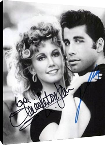 Grease Movie Framed Canvas Wall Art - Olivia Newton John & John Travolta Poster - 16x20 Inch Retro Home Decor - Perfect for Living Room, Bedroom & Office
