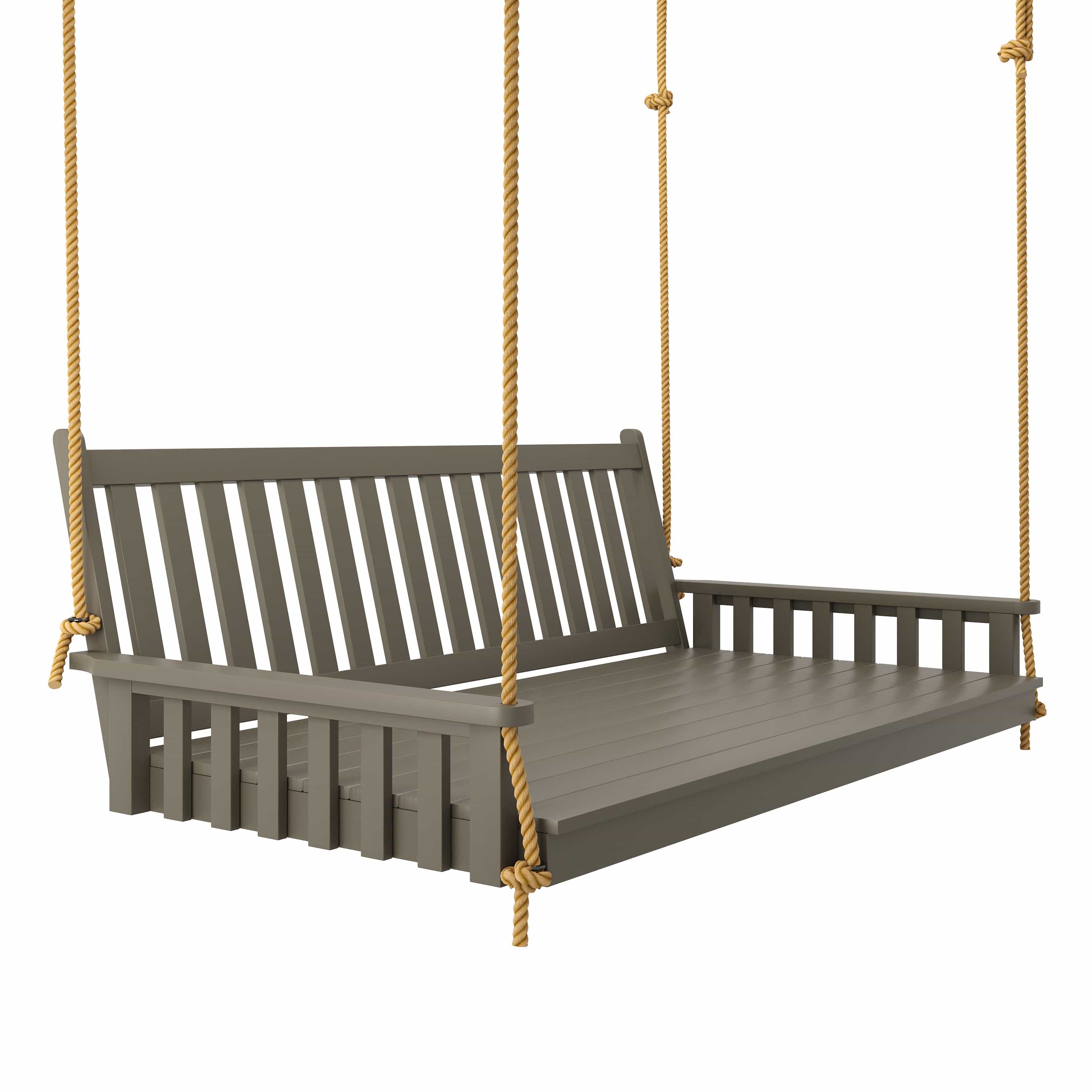 Keystone Amish Co. Twin Franklin Porch Swing Bed - Olive Grey Paint | Outdoor Relaxation & Patio Furniture for Backyard, Garden, or Deck