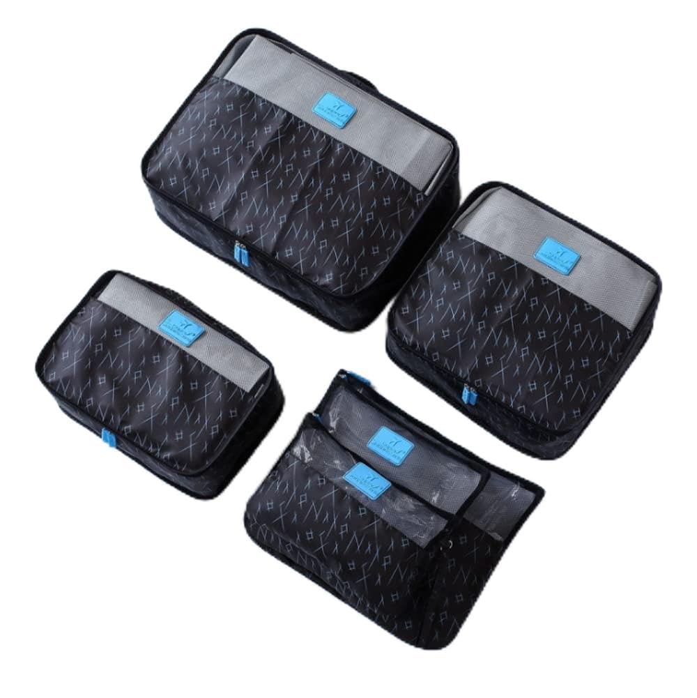 6-Piece Black Packing Cubes Set for Suitcase - Travel Organizer Bags for Luggage Storage & Clothes Organization | Perfect for Business Trips, Vacations & Weekend Getaways