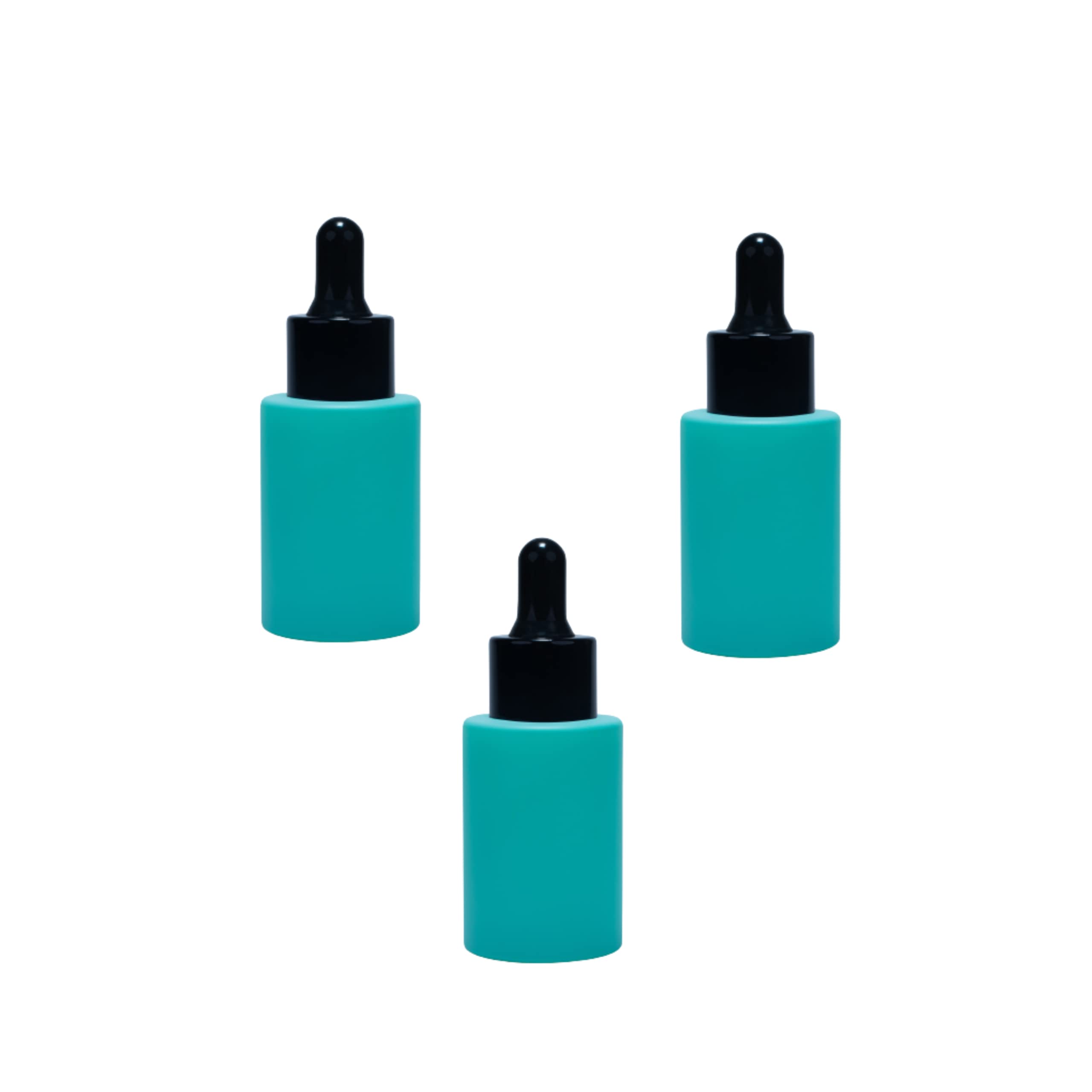 30ml Matte Cyan Glass Bottle with Dropper & Black Cap - 3 Pack for Essential Oils, Carrier Oils, Serums & Cosmetics | Perfect for DIY Beauty, Aromatherapy & Skincare Storage