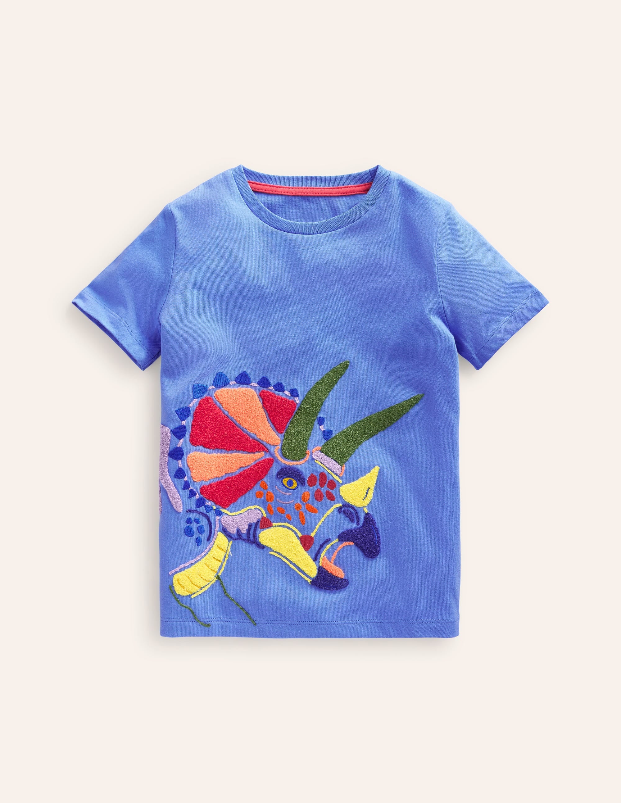 Boucle Detail Animal Print T-Shirt - Surf Blue Dinosaur Graphic Tee for Men & Women | Casual Wear, Beach Outfits, Street Style Fashion