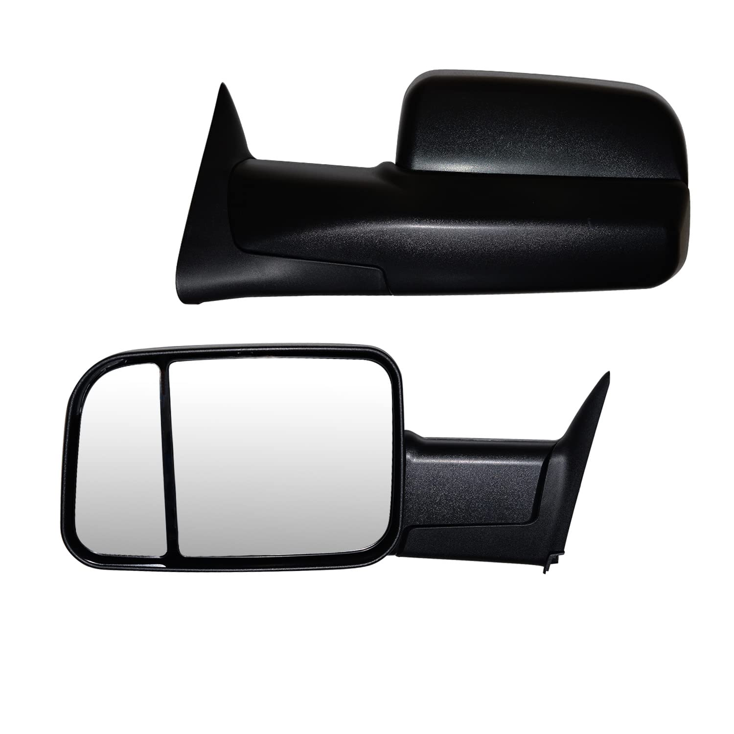 Black Manual Adjustable Towing Mirrors Set for 1994-2001 Dodge Ram 1500 & 1994-2002 Ram 2500/3500 Trucks - Left & Right Side Mirrors - Perfect for Enhanced Visibility While Towing Trailers or Campers