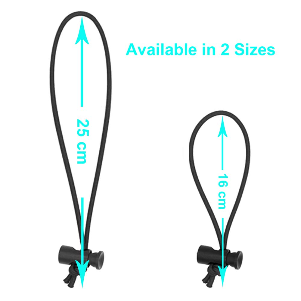 Foto&Tech Multipurpose Extra Thick Elastic Cable Tie and Organizer - Adjustable Reusable Cord Management Straps (10x16cm, Deep Black) - Perfect for Home Office, Computer Wires, TV Cables and Electronic Devices Organization
