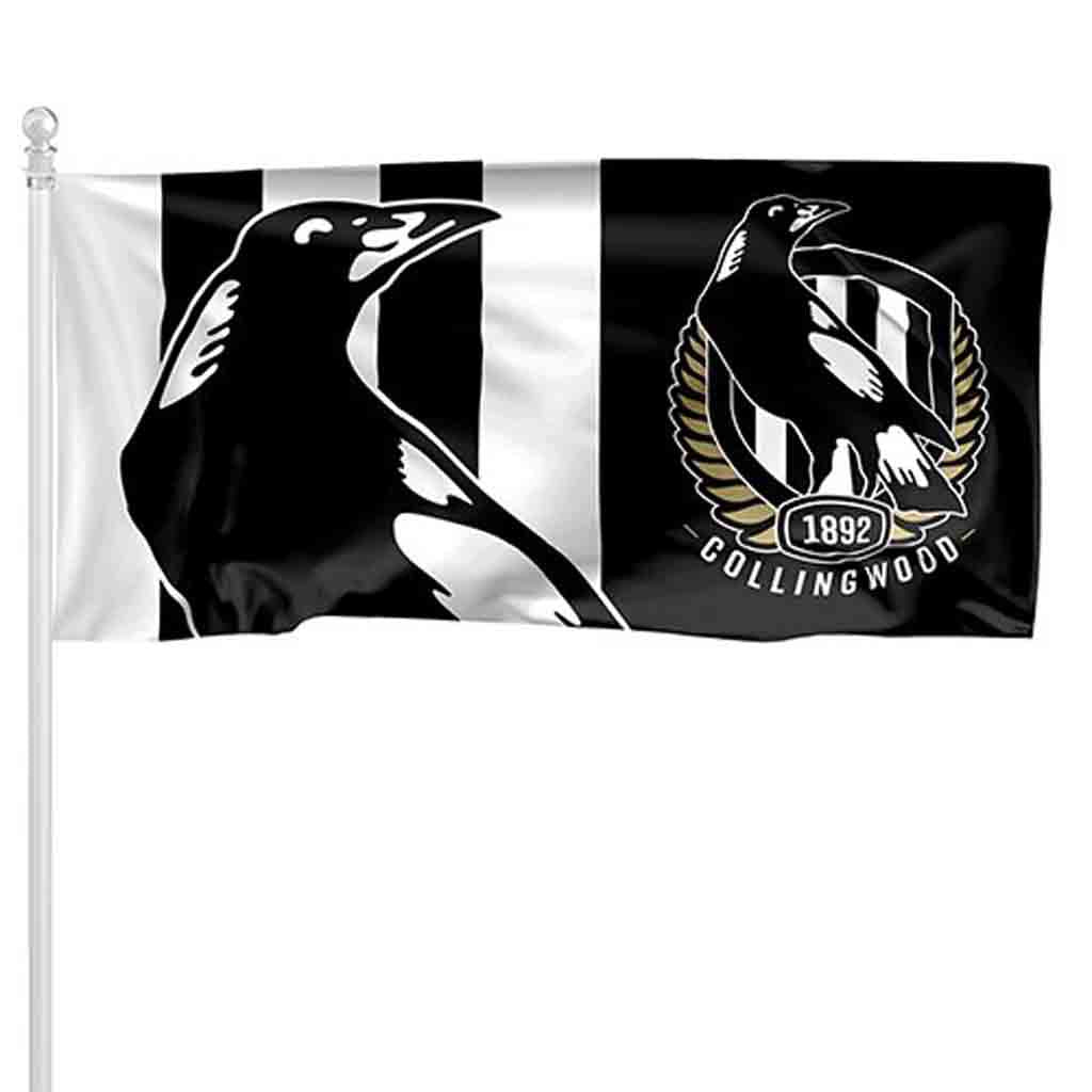 Collingwood Magpies Pole Flag - Premium Outdoor Team Banner for Football Games, Tailgating & Home Decor - Officially Licensed AFL Merchandise