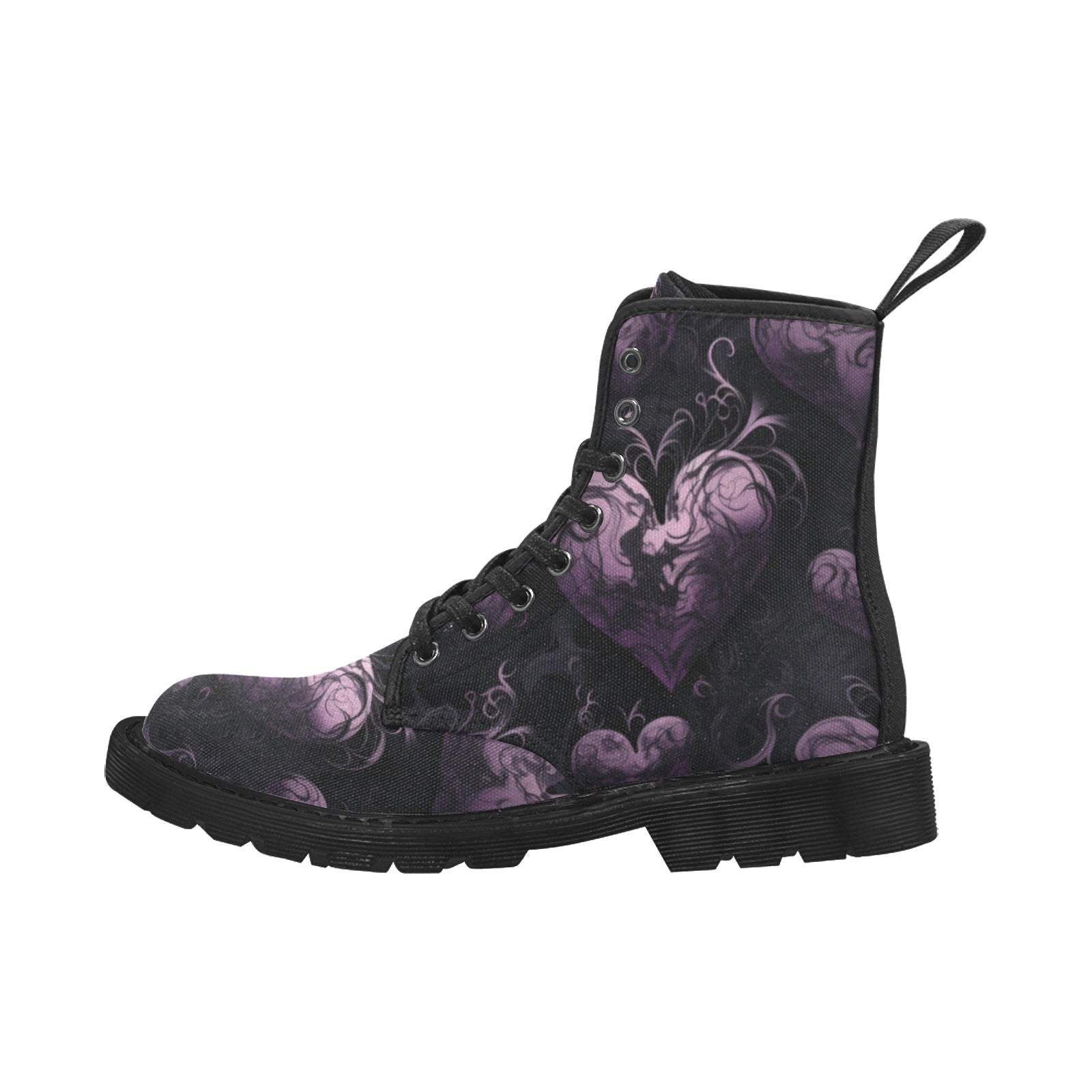 Stylish Purple Heart Lace Up Canvas Boots for Women - Comfortable & Trendy Casual Shoes for Walking, Dating & Everyday Wear