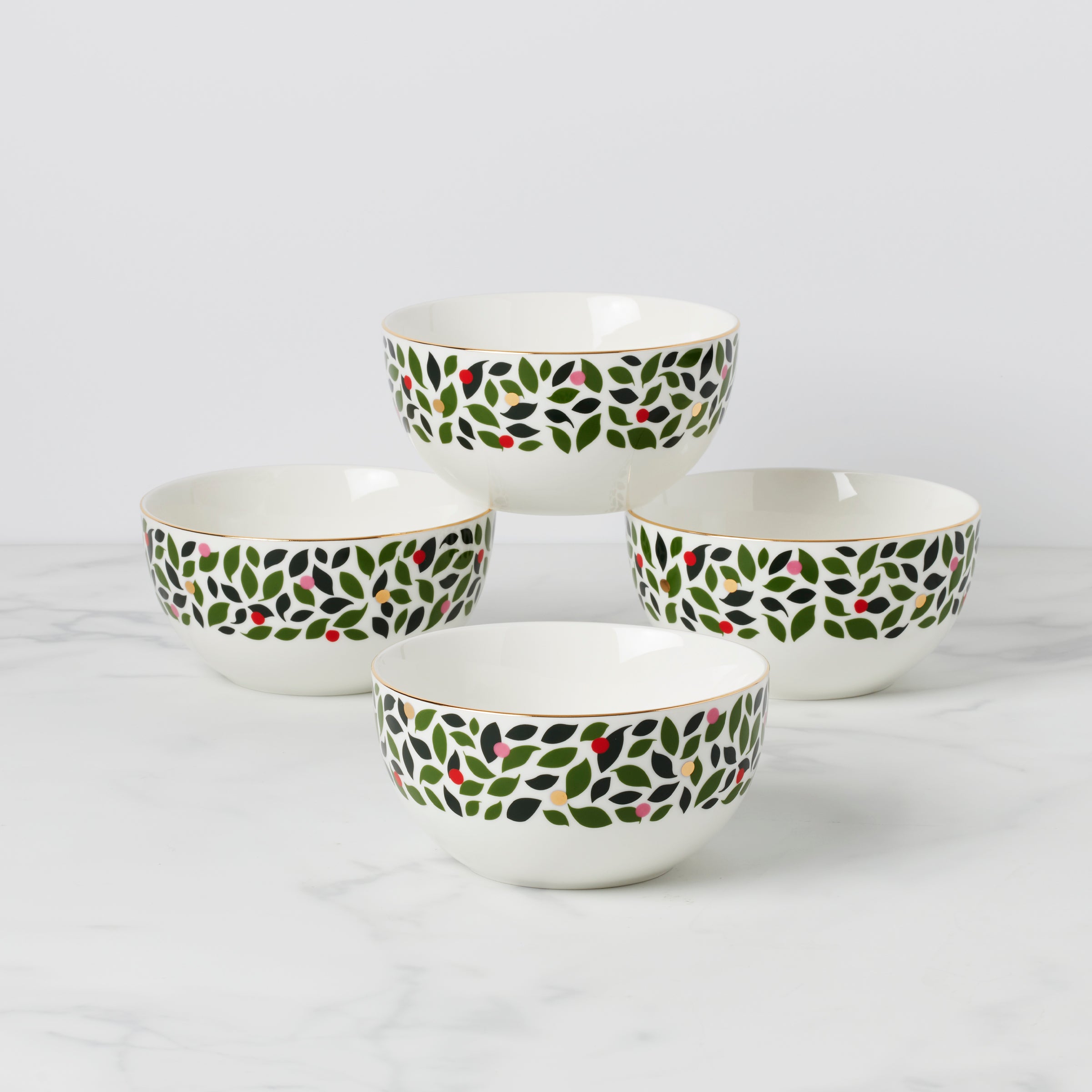 Evergreen Soup and Cereal Bowls Set of 4 - Durable Porcelain Bowls for Soup, Cereal, Salad, Pasta - Perfect for Family Meals, Breakfast, and Entertaining