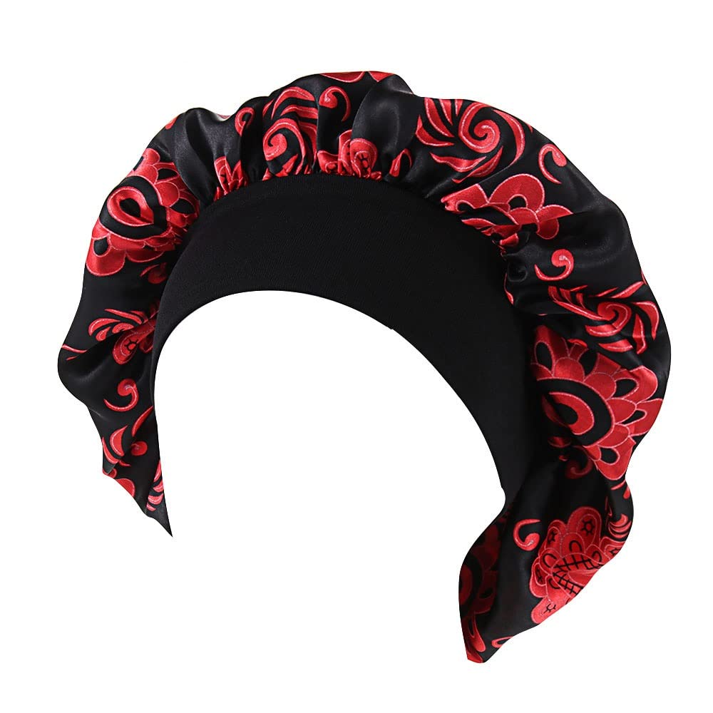Soft Satin Bonnet for Women - Hair Care Head Wrap for Curly & Springy Hair - Wide Elastic Band Night Cap (D, One Size) - Perfect for Nighttime Hair Protection & Styling