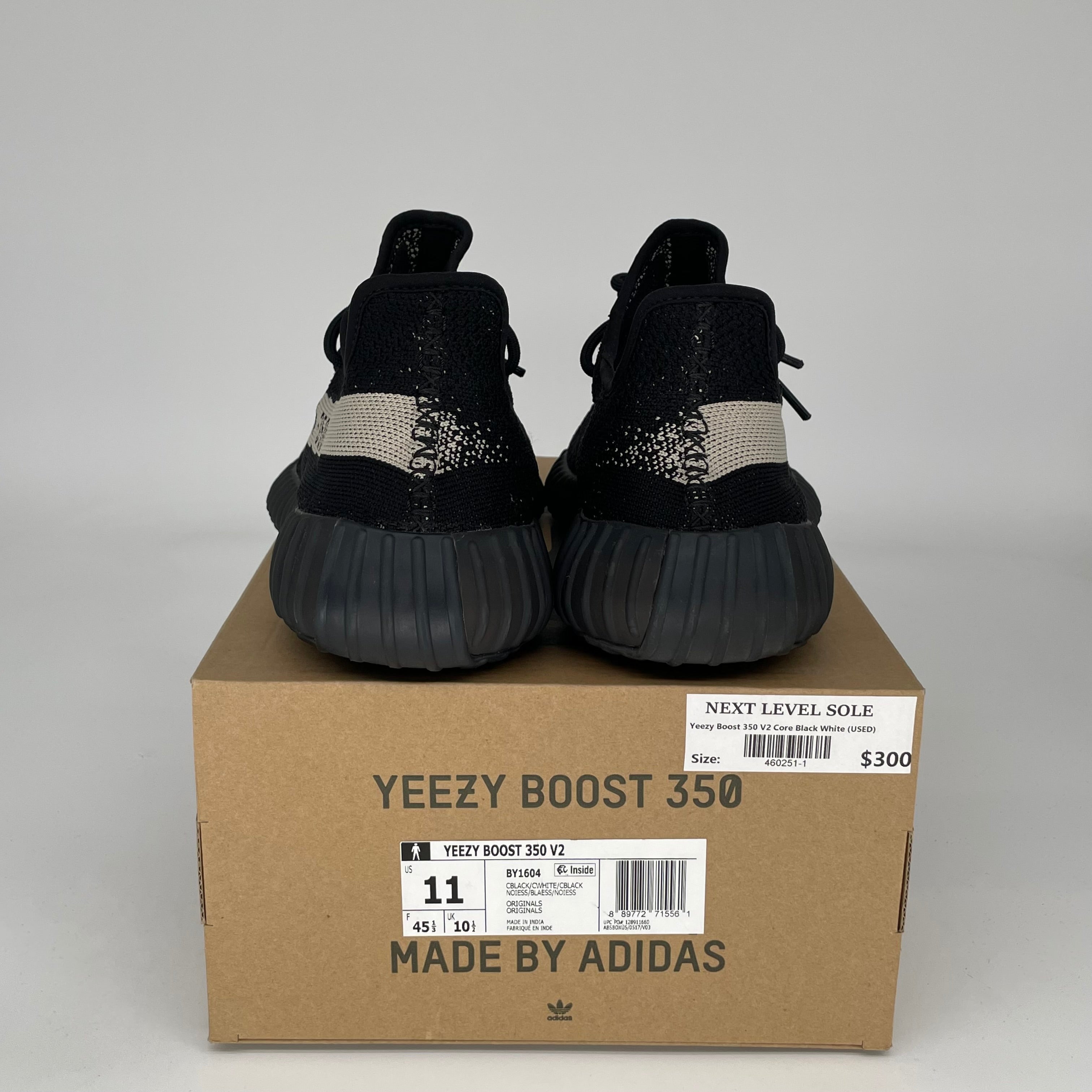 Adidas Yeezy Boost 350 V2 Core Black/White Men's Running Shoes Size 11 - BY1604 | Comfortable Sneakers for Casual Wear, Gym & Street Fashion