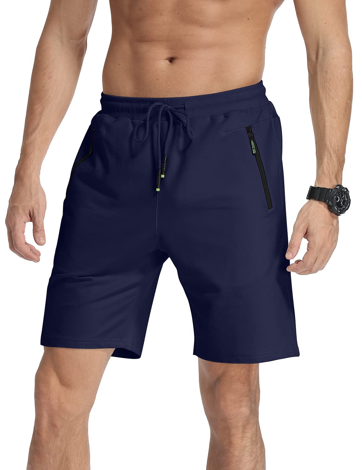 MLANM Men's Casual Summer Shorts with Elastic Waistband, Drawstring & Zipper Pockets - Lightweight Beach Shorts for Swimming, Gym, Running & Outdoor Activities