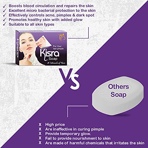 2 Pack Kisra Pimple Care Soap + 2 Pack Kisra Royal Heart Soap - Acne Treatment for Clear, Healthy Skin - All Skin Types - Perfect for Daily Face Wash & Body Care Routine