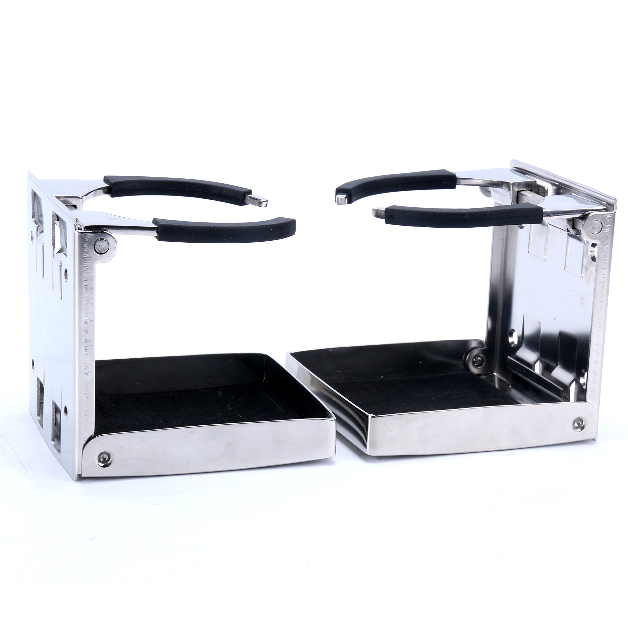 Amarine Made 2-Pack Stainless Steel Adjustable Folding Cup Holder - Boat, Marine, RV & Car Drink Holder - Durable & Rustproof - Perfect for Boating, Camping & Road Trips