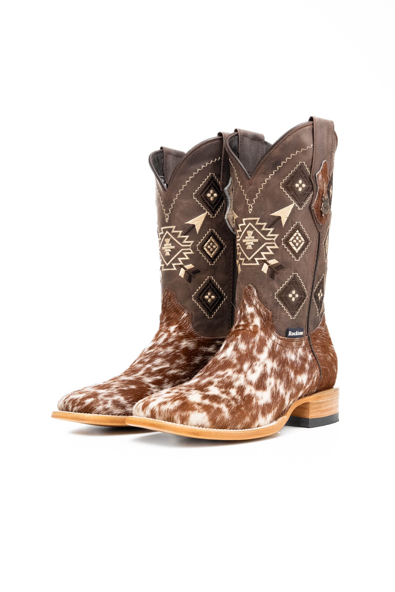 Authentic Men's Cowhide Square Toe Cowboy Boots - Size 7 - Western Style Rodeo Boots - Durable Leather Work Boots for Country Dancing, Horse Riding & Outdoor Adventures