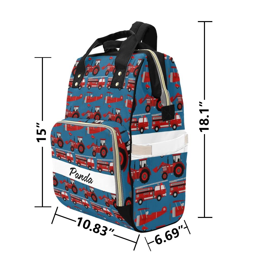 Personalized Baby Diaper Backpack - Cute Excavator Design Nursing Nappy Bag for Travel, Daycare & Outings | Waterproof Baby Shower Gift for New Parents