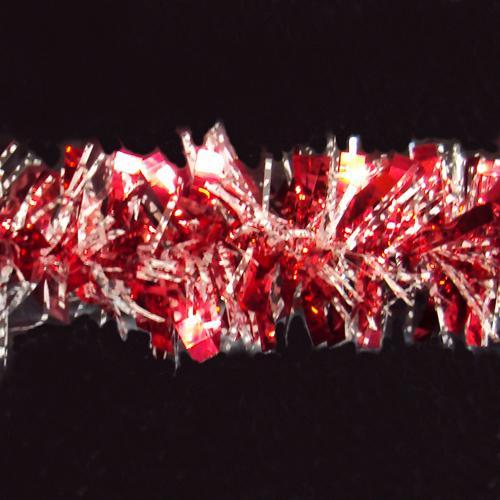 15' Fantasy Snowy Red Tinsel Christmas Garland - Holiday Decor for Tree, Mantel & Staircase - Perfect for Xmas Party & Winter Home Decoration