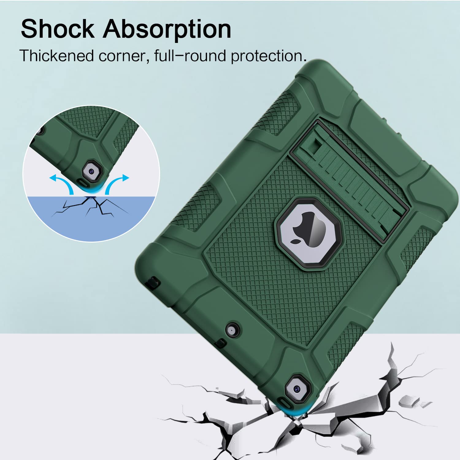Shockproof Rugged Protective Case for iPad 10.2 Inch (9th/8th/7th Generation 2021/2020/2019 Model) - Slim Heavy Duty Cover in Alpine Green - Perfect for Travel, Work & Outdoor Activities