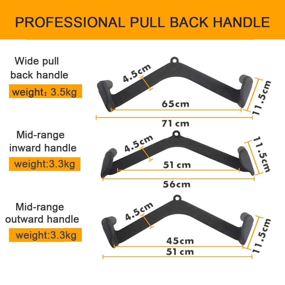 V-Shaped Pull Down Bar for Gym - 51cm Cable Attachment with Handles for LAT Pull Down, Rowing Machine & Triceps Workout - Strength Training Equipment for Home & Commercial Use