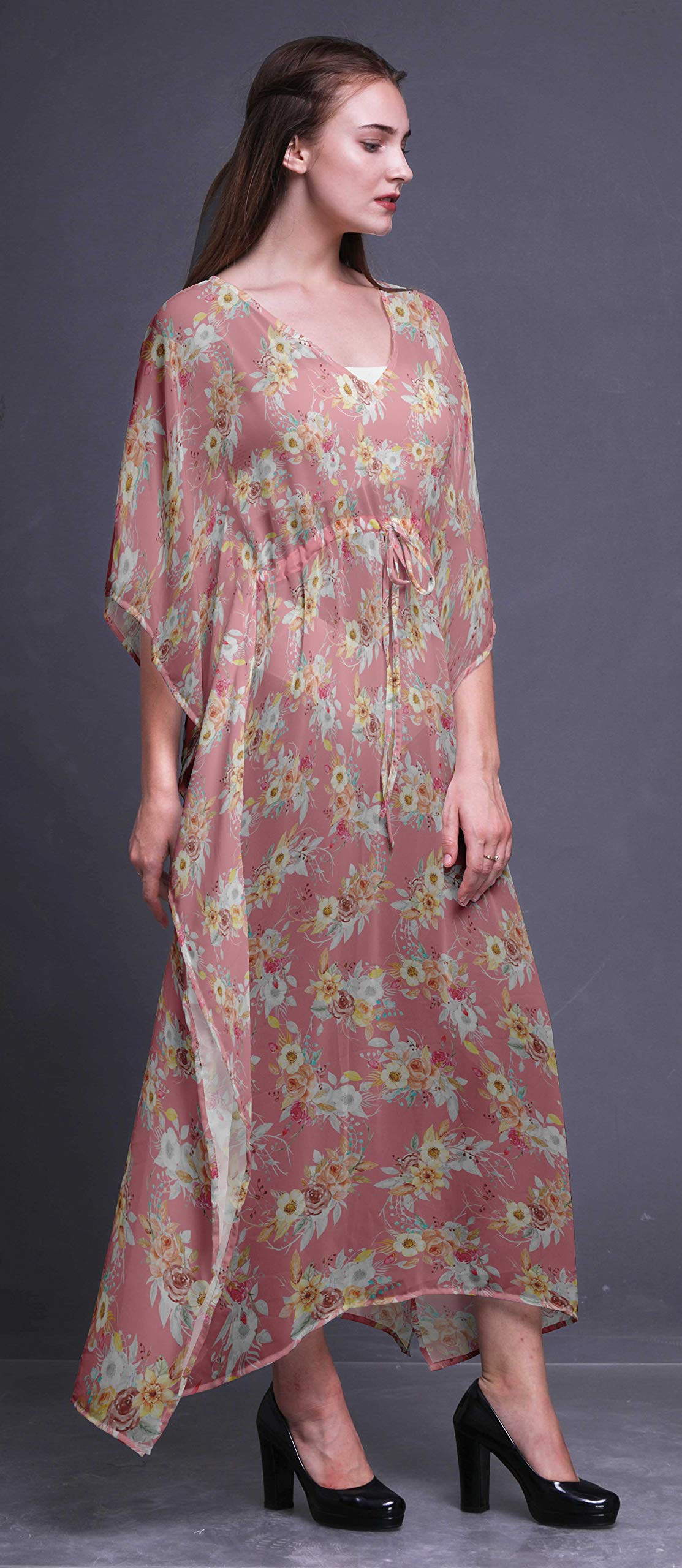 Bimba Beach Kaftan - Women's Flowy Maxi Dress Cover Up | Long Summer Kimono Style Bikini Coverup for Pool, Beach & Vacation Wear