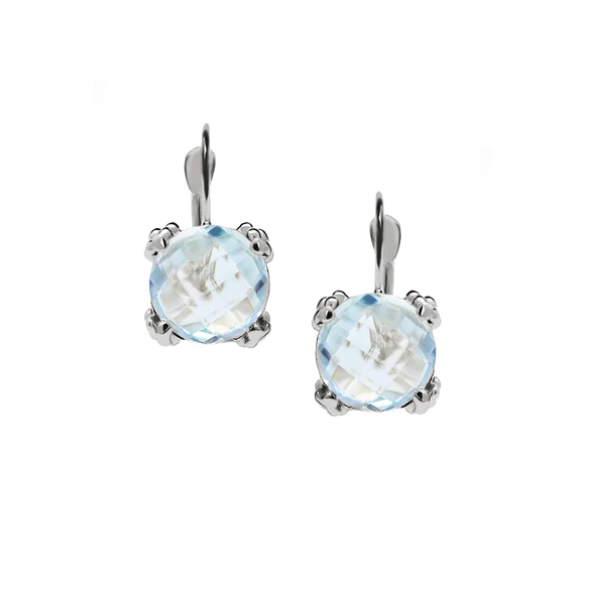 Blue Topaz & Silver Dewdrop Cluster Earrings – Elegant Dangling Jewelry for Women, Perfect for Parties, Weddings & Special Occasions