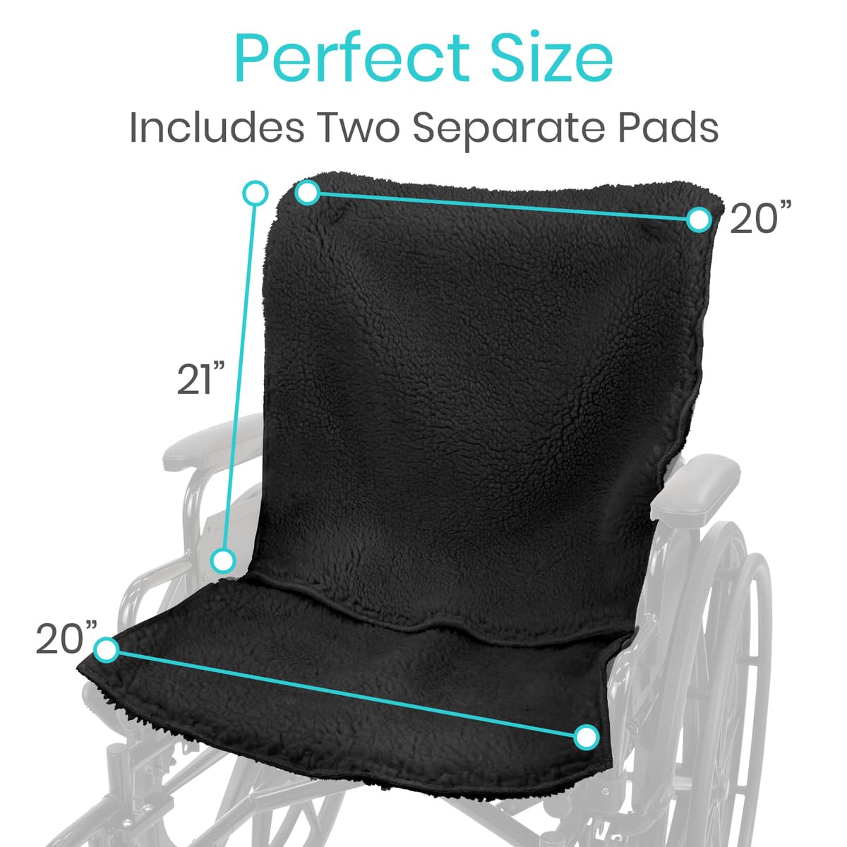 Vive Wheelchair Sheepskin Pad - Comfortable Seat & Backrest Cover for Pain Relief - Pressure Relief Cushion for Seniors & Adults - Bed Sore Prevention for Wheelchairs & Mobility Scooters - Faux Fur Medical Cushion for Home, Hospital & Daily Use
