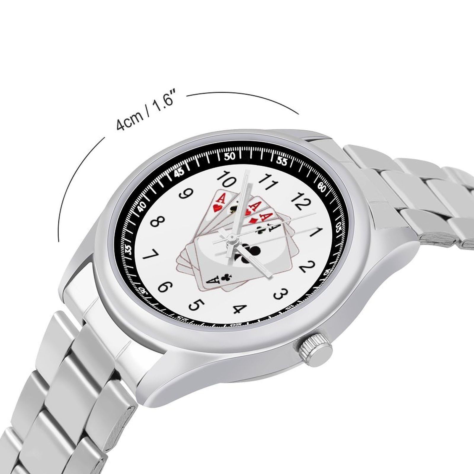Stylish Gambling Casino Aces Poker Automatic Watch for Men & Women - Metal Alloy Bracelet, Fashion Quartz Wristwatch - Perfect for Casino Nights, Poker Parties & Gift Giving