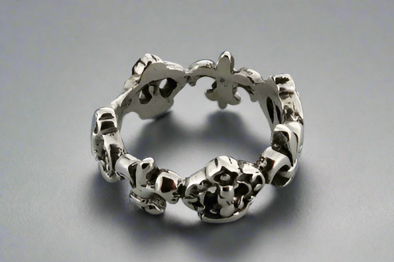 Sterling Silver Fleur de Lis & Crown Ring - Elegant Jewelry for Women, Perfect for Weddings, Parties & Special Occasions