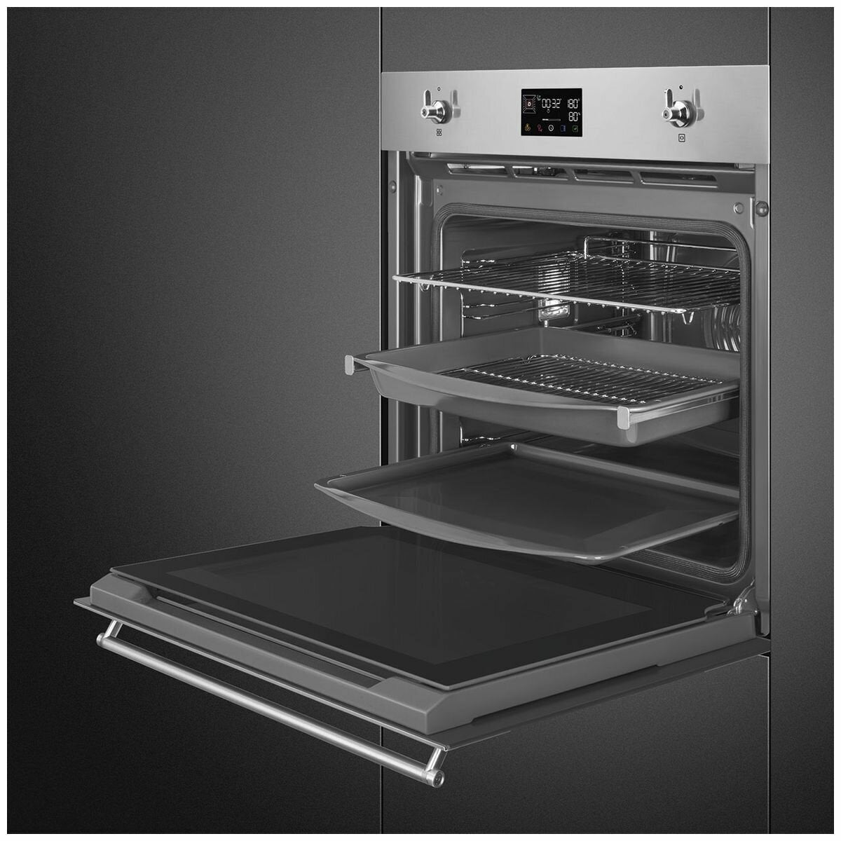 Smeg 60cm Classic Pyrolytic Steam Oven with Probe Stainless Steel SOPA6302S2PX - Professional Built-in Oven for Home Baking, Roasting & Steam Cooking - Perfect for Kitchens, Restaurants & Bakeries