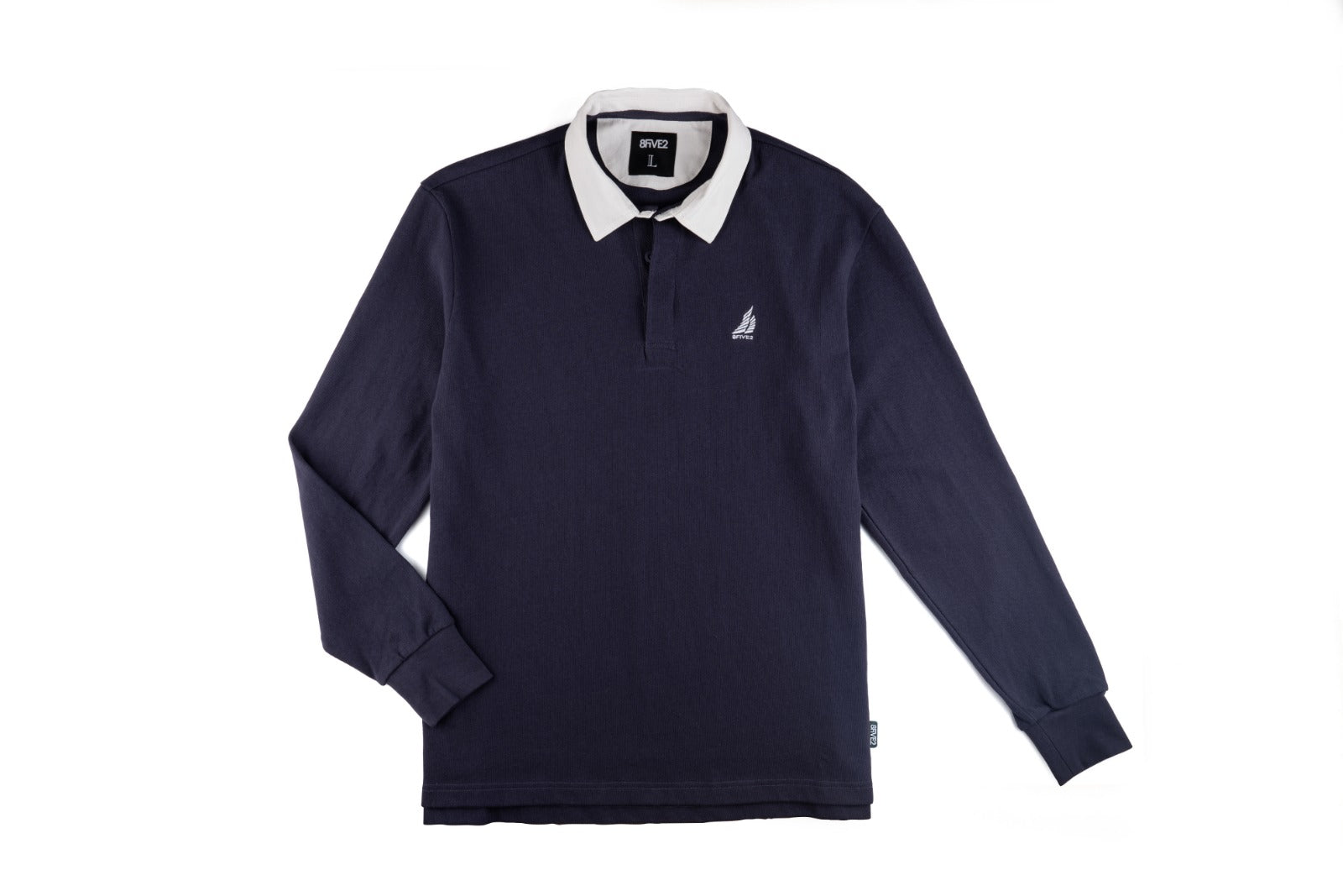 8FIVE2 Boatica Long Sleeve Rugby Polo Shirt for Men - Navy Blue - Perfect for Sailing, Golf & Casual Wear